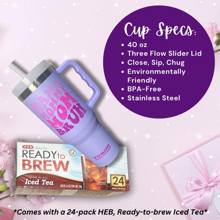 Pop SNAX Gifts for Mom, Mama's Ultimate Iced Tea Gift Set, Birthday Christmas Gift for Mom Mama Wife Grandma Sister - Mothers Day Gift, Baby Shower - 40oz Tumbler With Straw Lid Iced Tea