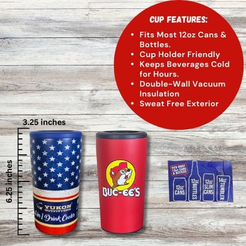 Buc-ee's 4-in-1 Drink Cooler & Tumbler, Buc-ee's Cup, Insulated Tumbler & Drink Cooler for BBQ, Camping, Summer, Regular, Red