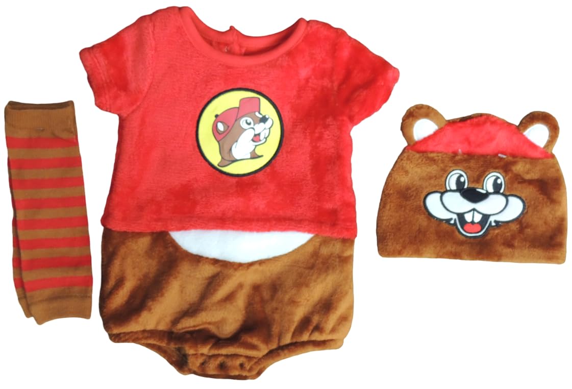 Buc-ee's Baby Beaver Romper Suit - Onesie - Hat - Socks - Clothes - Infant - Newborn - Costume Holiday - Boy - Girl - Unisex (Infant, Beaver, 18 Month)