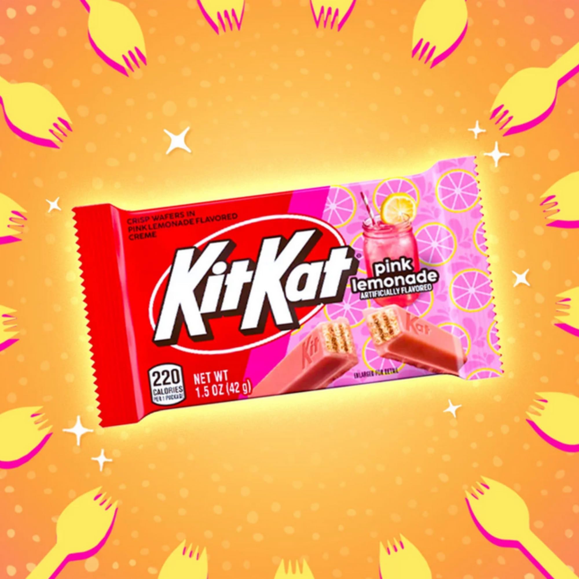 KIT KAT KitKat Pink Lemonade Candy Bar | Limited Edition Flavor | 4 Pack, 6 oz, Full Size