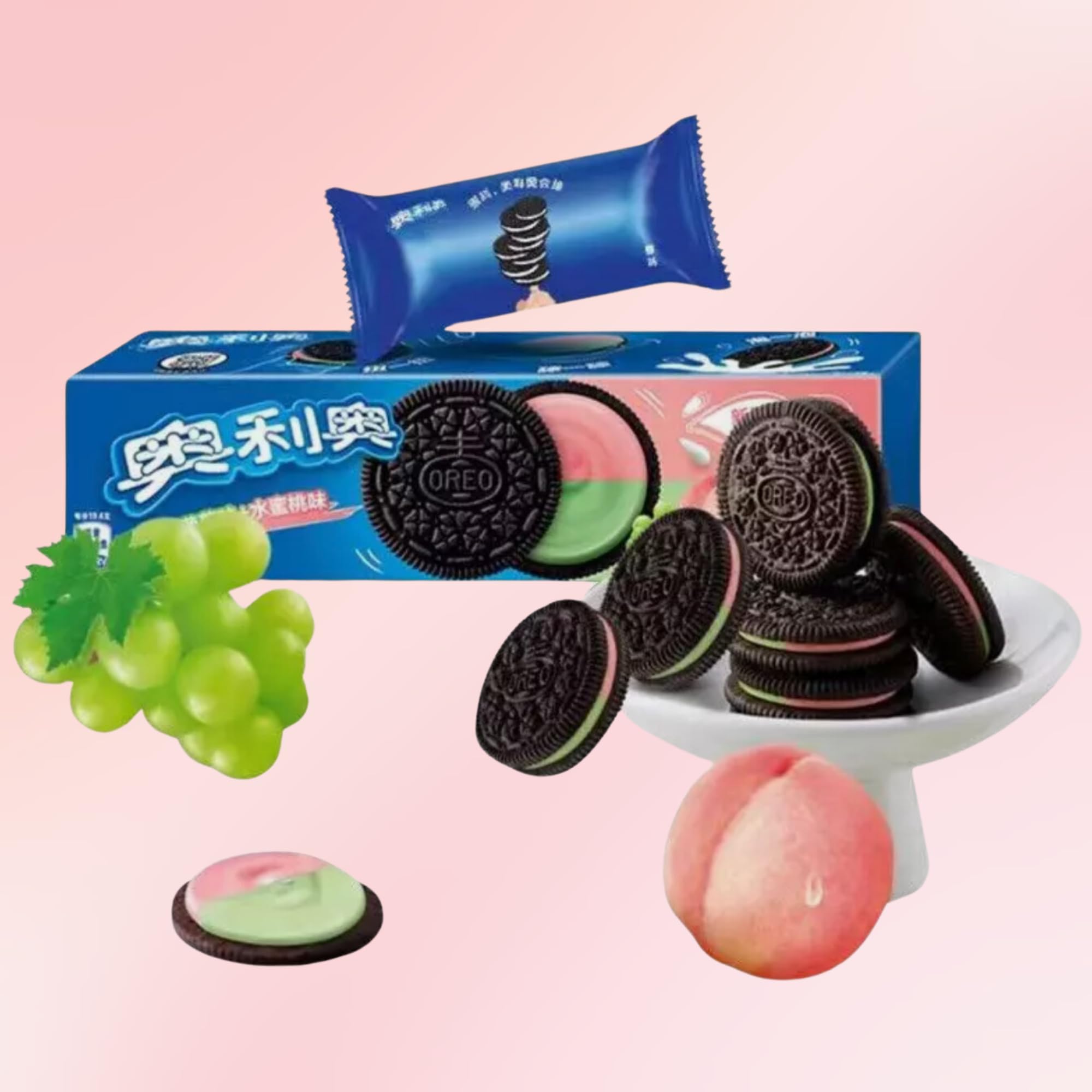 Taiwan Oreo Peach Grape Sandwich Cookies, 6 oz, 2 Packs