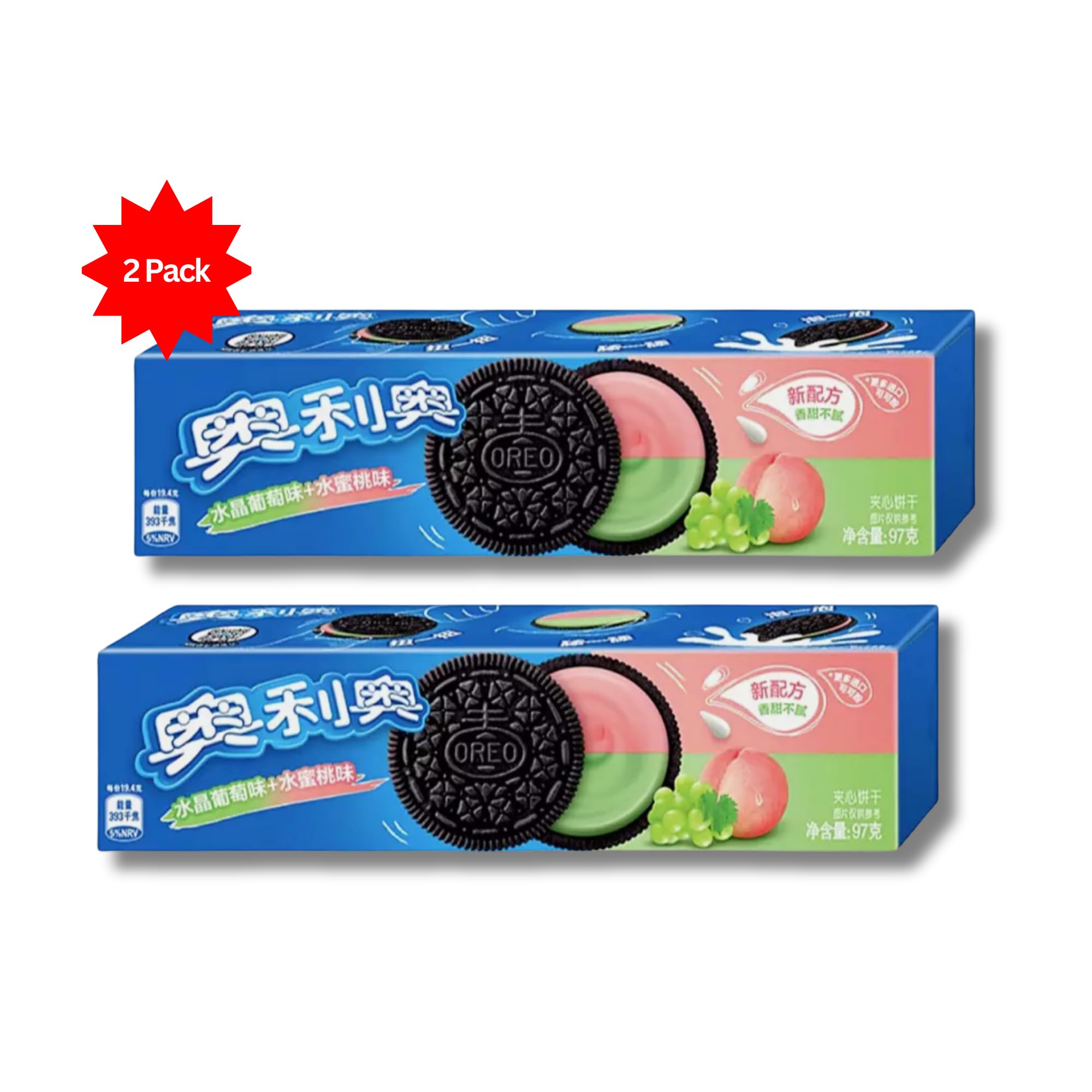 Taiwan Oreo Peach Grape Sandwich Cookies, 6 oz, 2 Packs