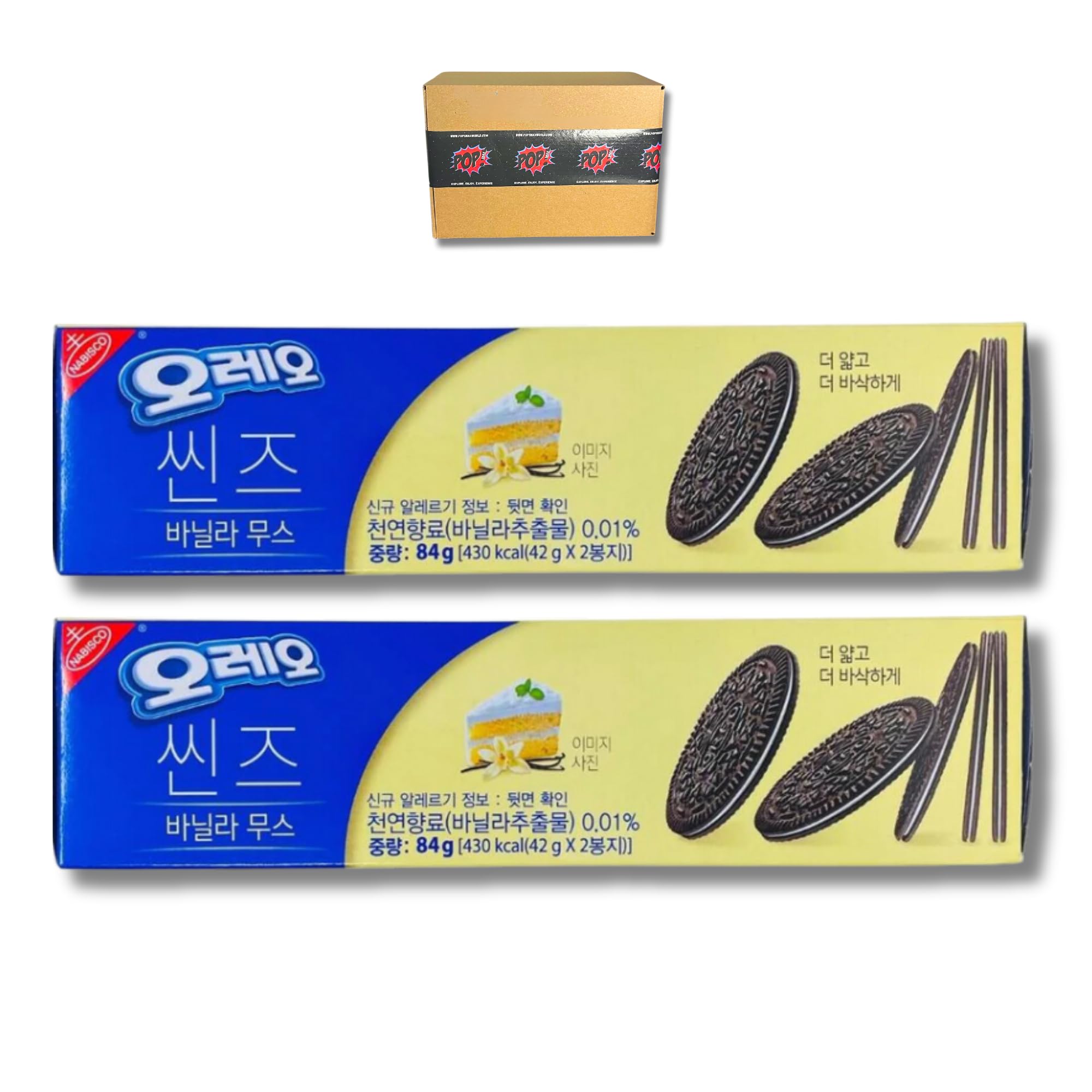 Korean Snack OreoThins, Vanilla Mousse Sandwich Cookies | Asian Oreos | 6.6 oz | 2 Packs