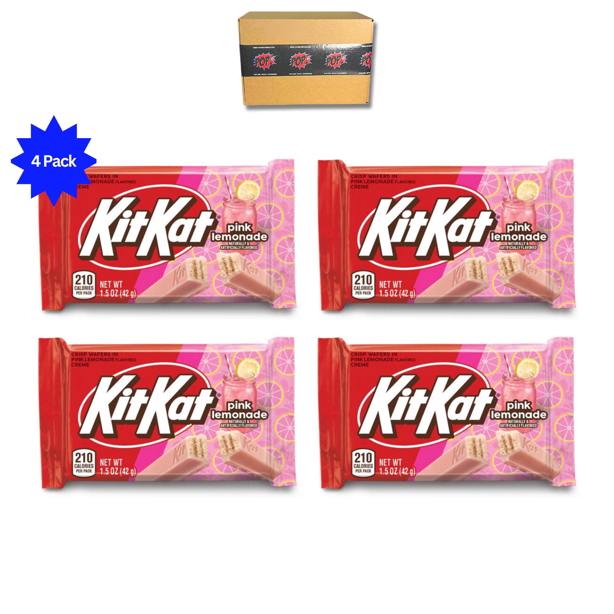 KIT KAT KitKat Pink Lemonade Candy Bar | Limited Edition Flavor | 4 Pack, 6 oz, Full Size