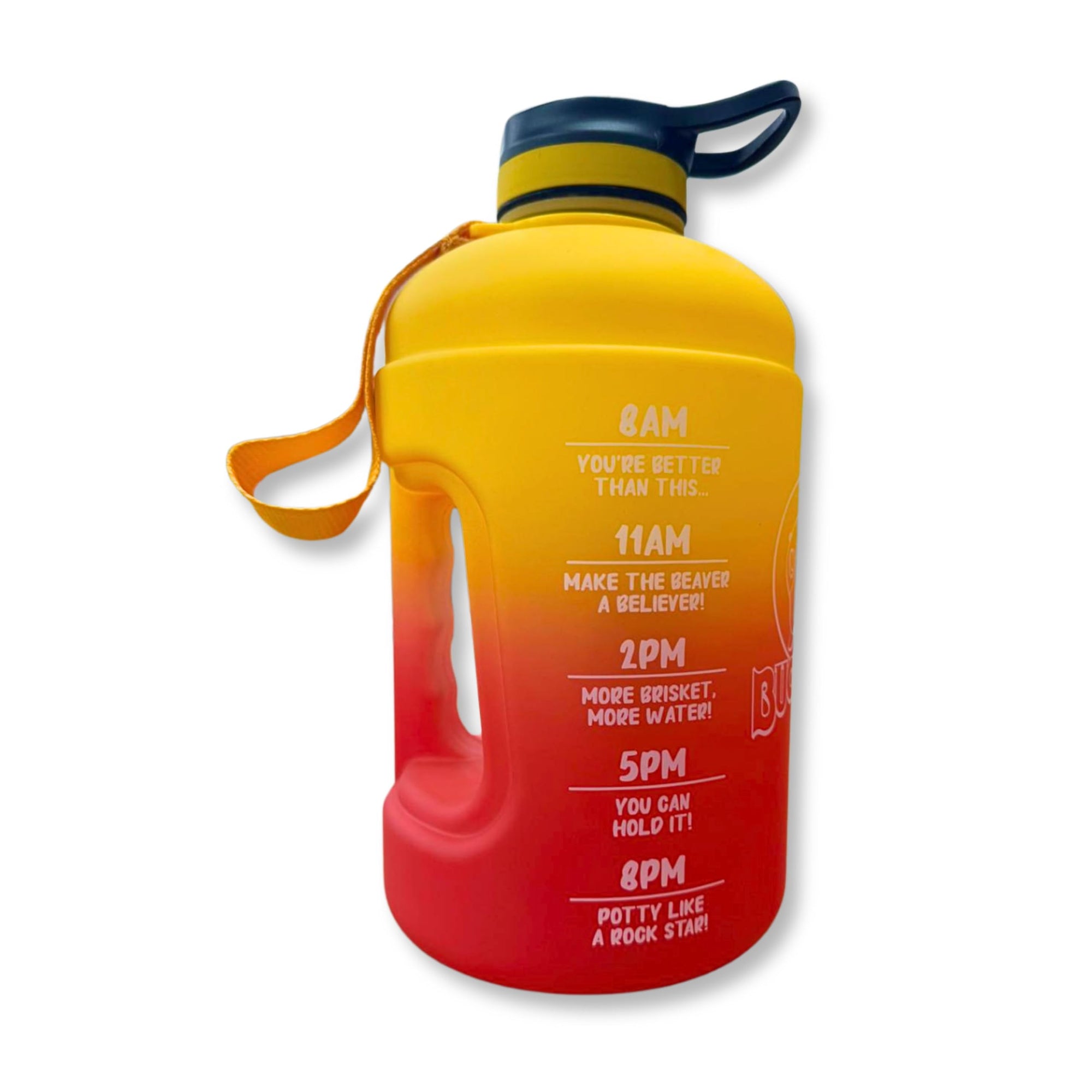 Buc-ee's Hydration Bottle Jug 64 oz, Gold to Red, HJ64BGR