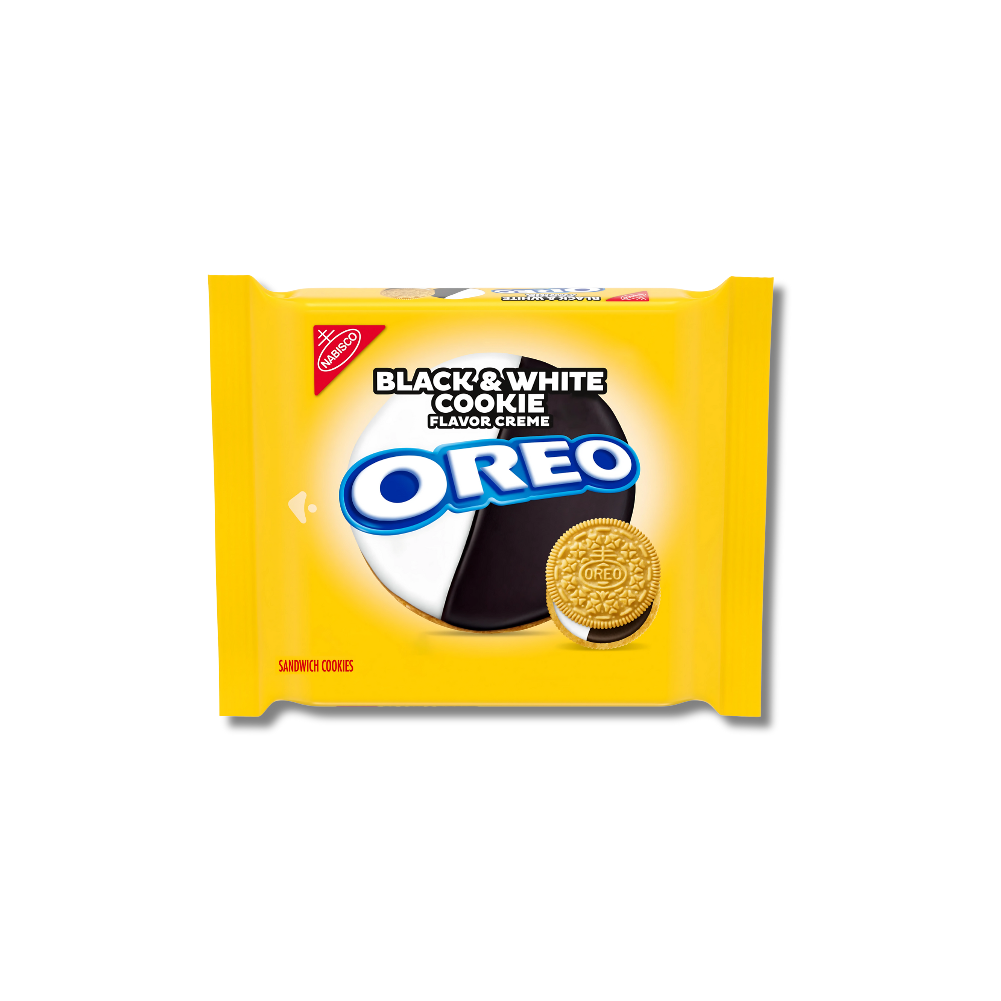 Front-facing Black & White Cookie Oreo package on a white background.