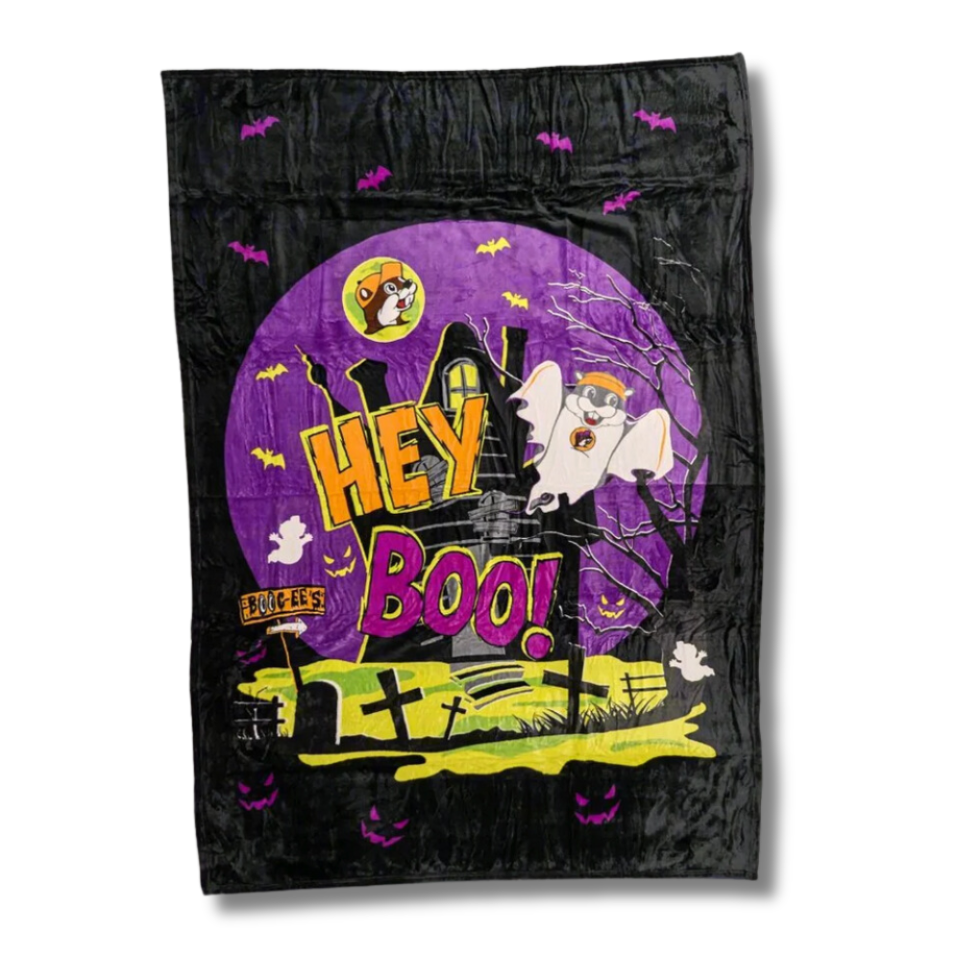 Buc-ee's 2024 Halloween Blanket, full display with "Hey Boo!" text 2