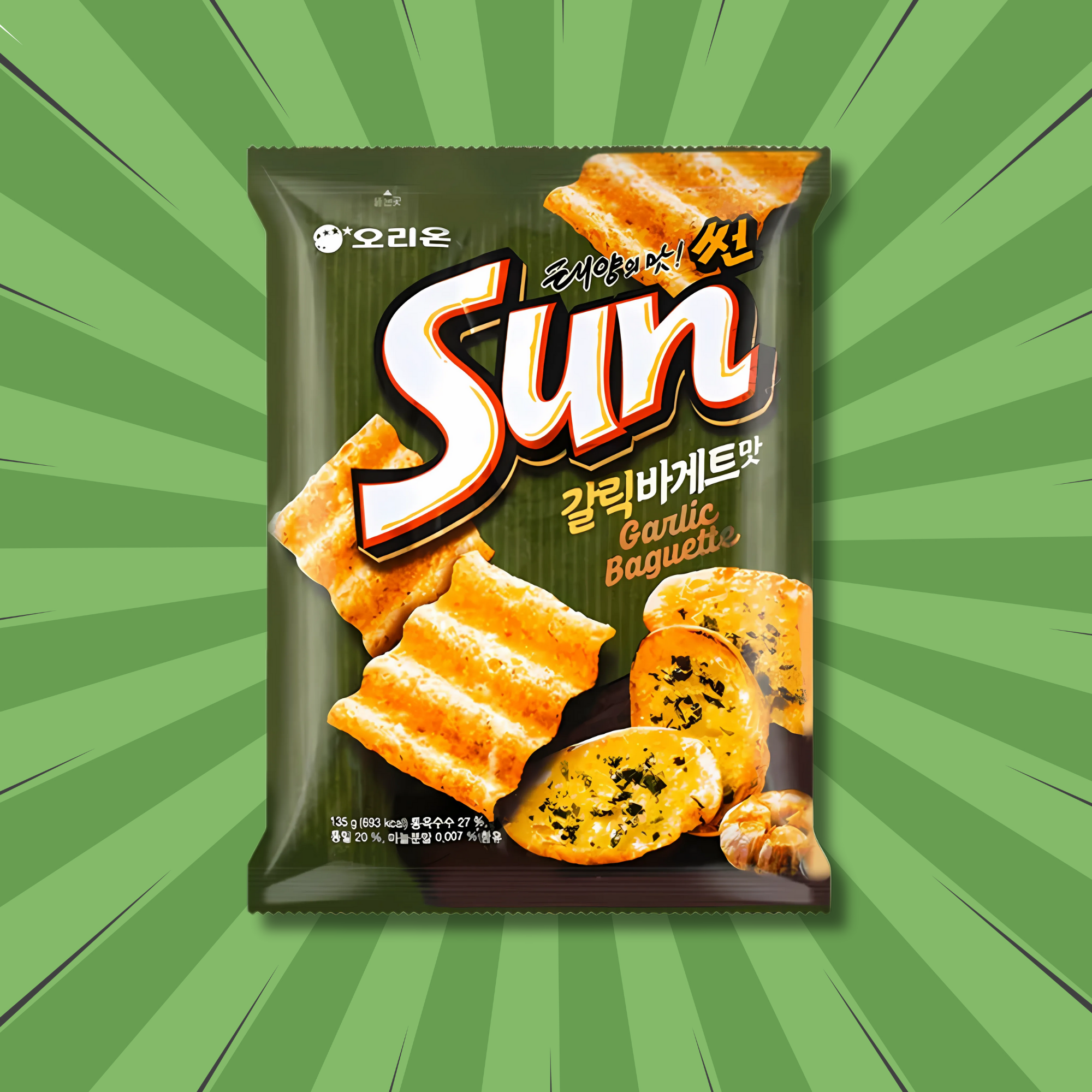 garlic baguette Sun Chips green bag