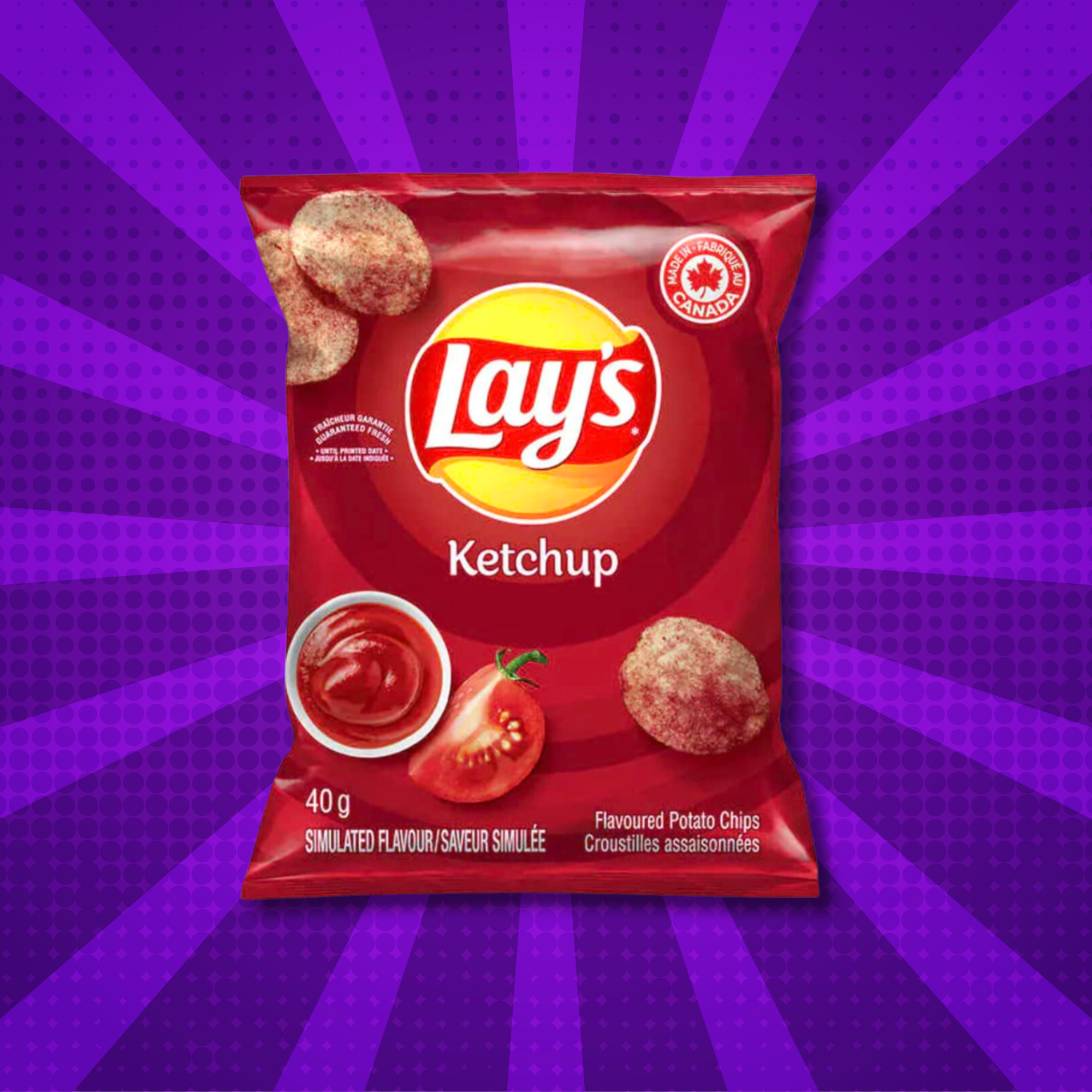 Lay's ketchup chips Canada red bag