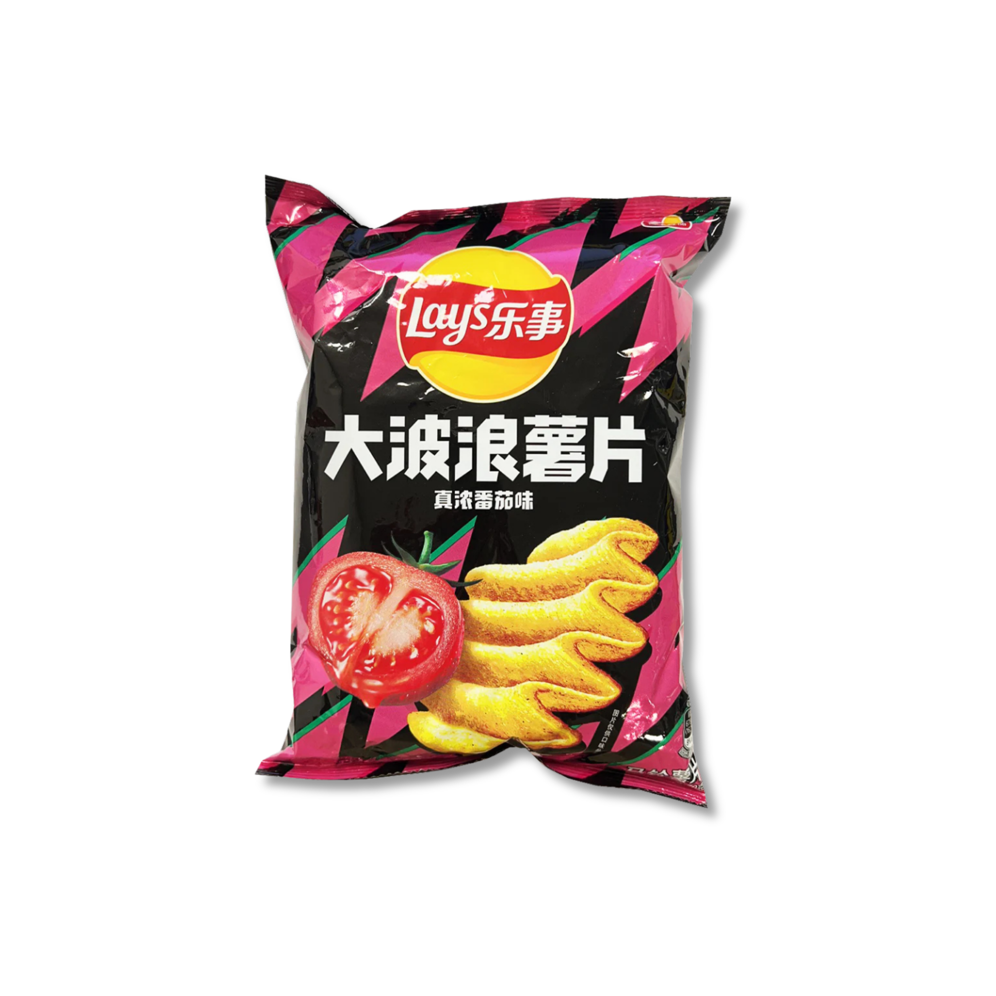 Product image of Lay’s Big Wave Tomato Chips from Taiwan, isolated on a clean white background.


