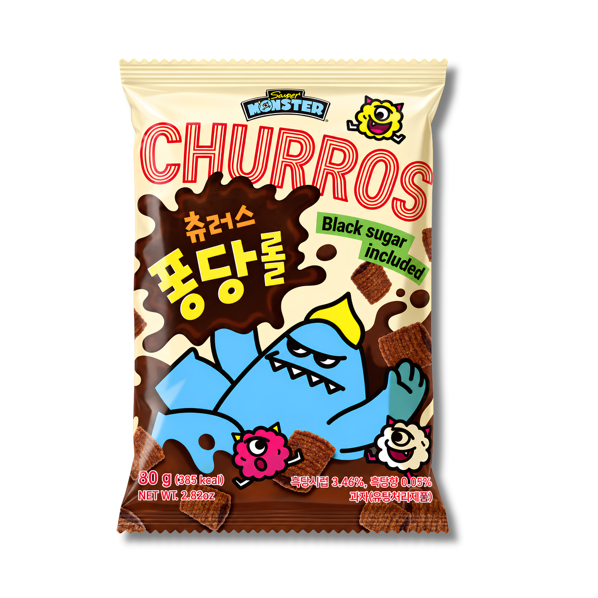 Sweet Monster Black Sugar Churro Korean snack, 80g