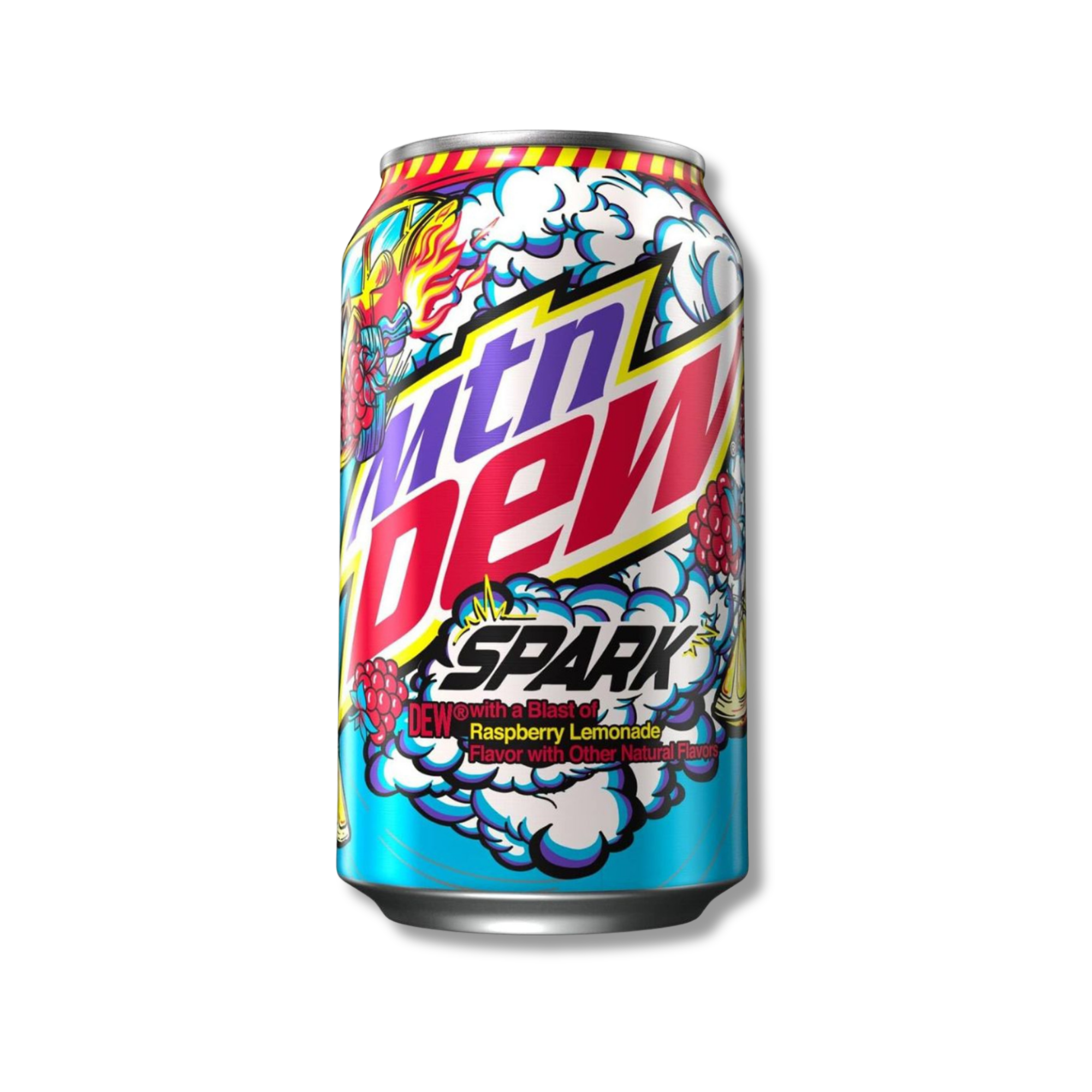 Clean studio shot of Mountain Dew Spark can with a white background for product clarity.