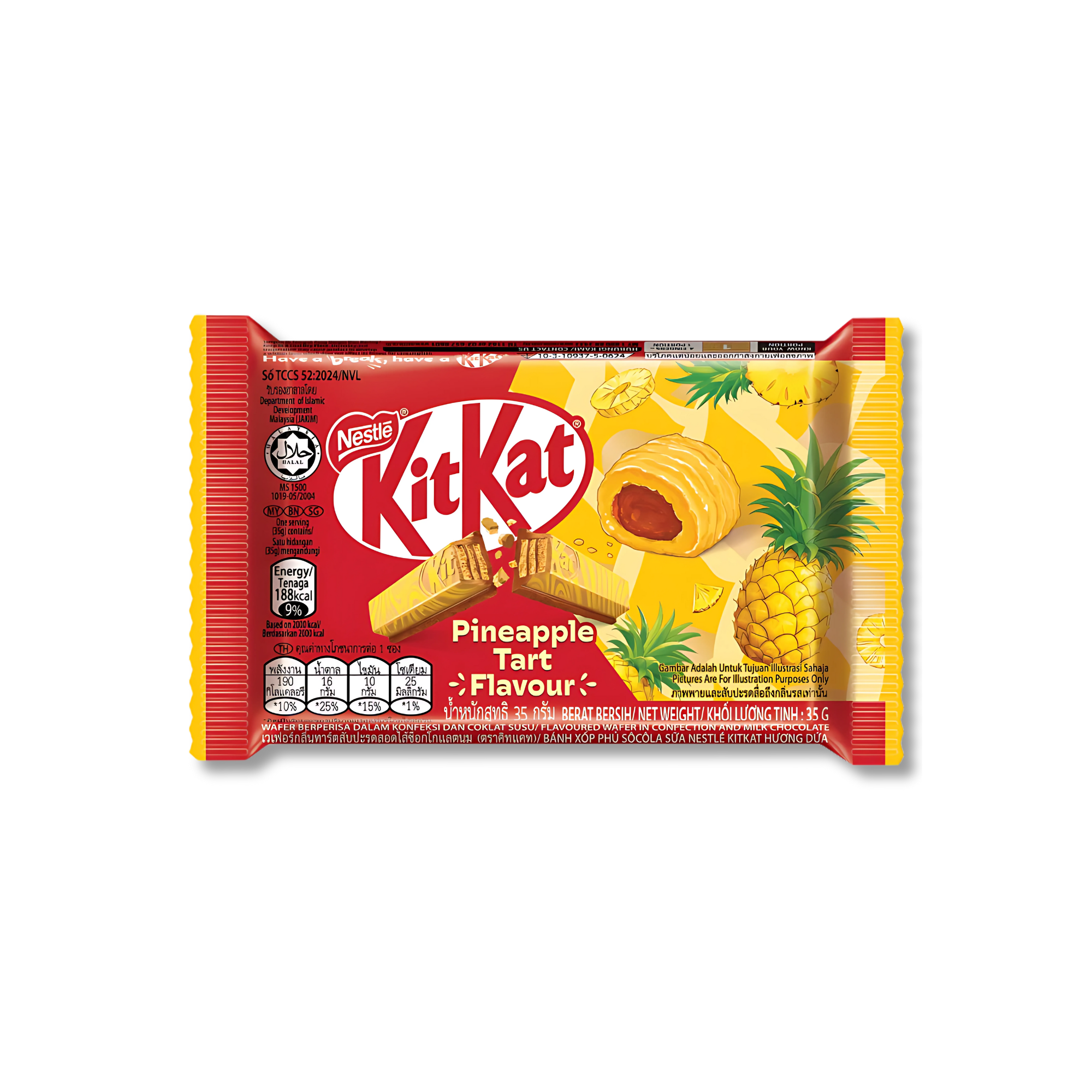 Rare KitKat Pineapple Tart bar on a white background