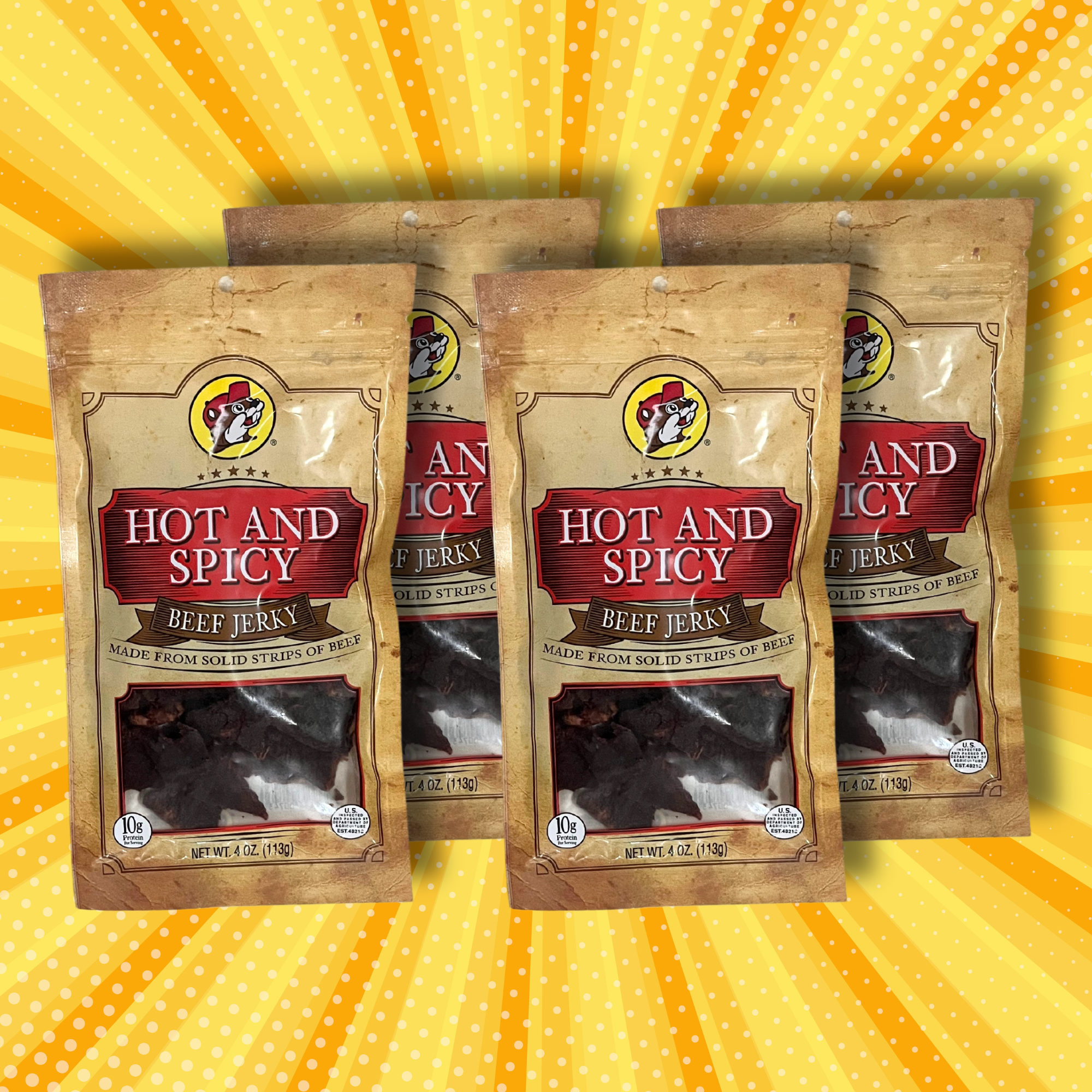 Buc-ee's Beef Jerky - Hot And Spicy Flavor (4 Bags)