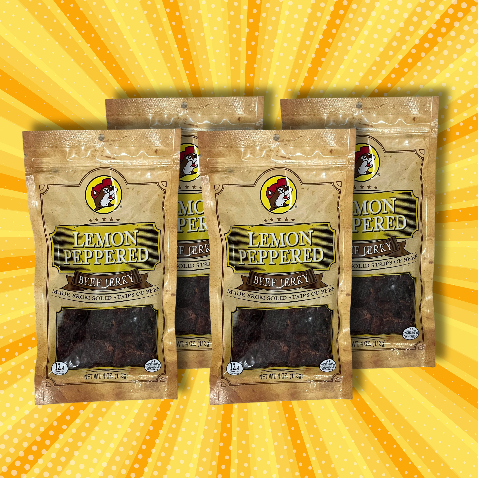 Buc-ee's Beef Jerky - Lemon Peppered Flavor (4 Bags)