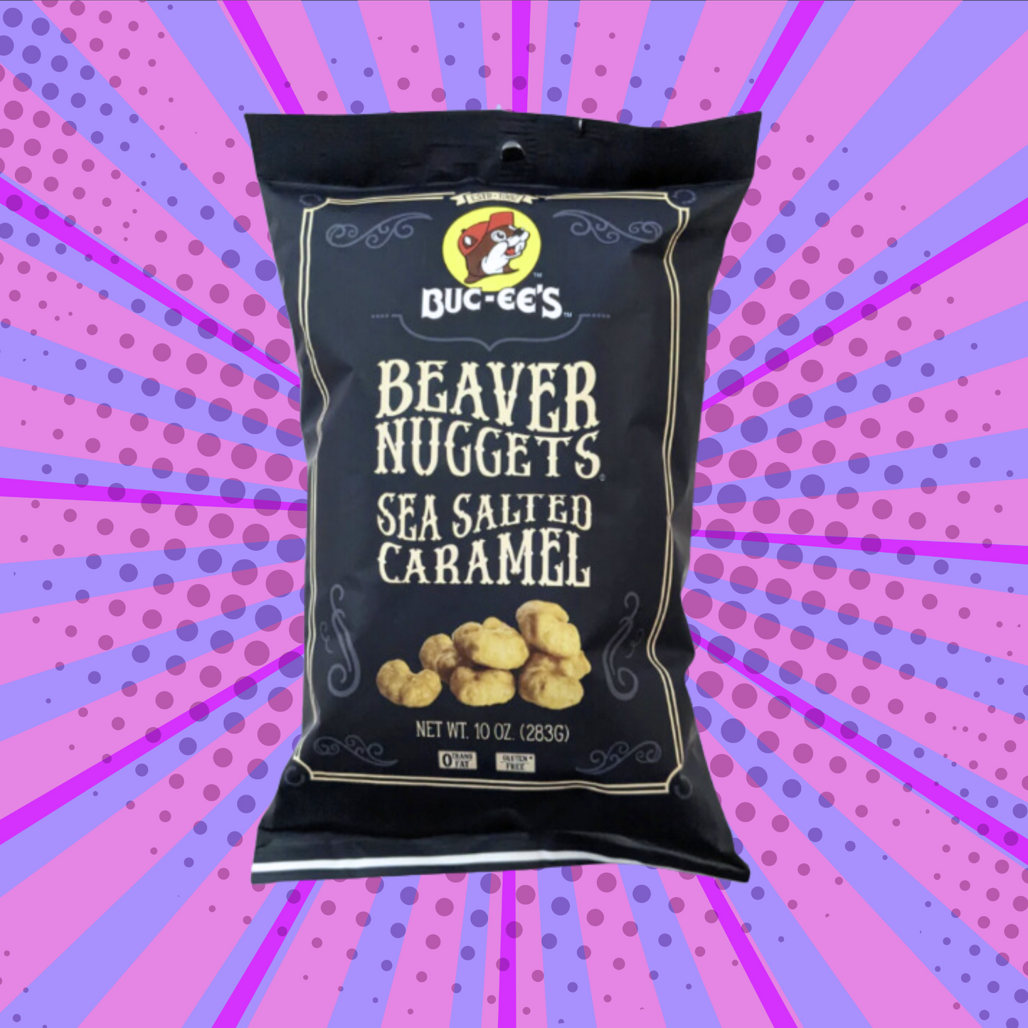 Buc-ee's Sea Salted Caramel Beaver Nuggets 10 oz size (Front of Bag)