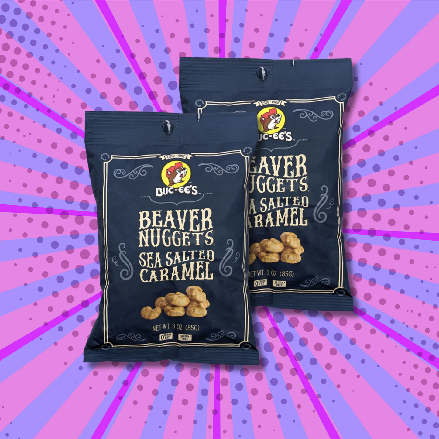 Buc-ee's Sea Salted Caramel Beaver Nuggets 3 oz size (2 Bags)