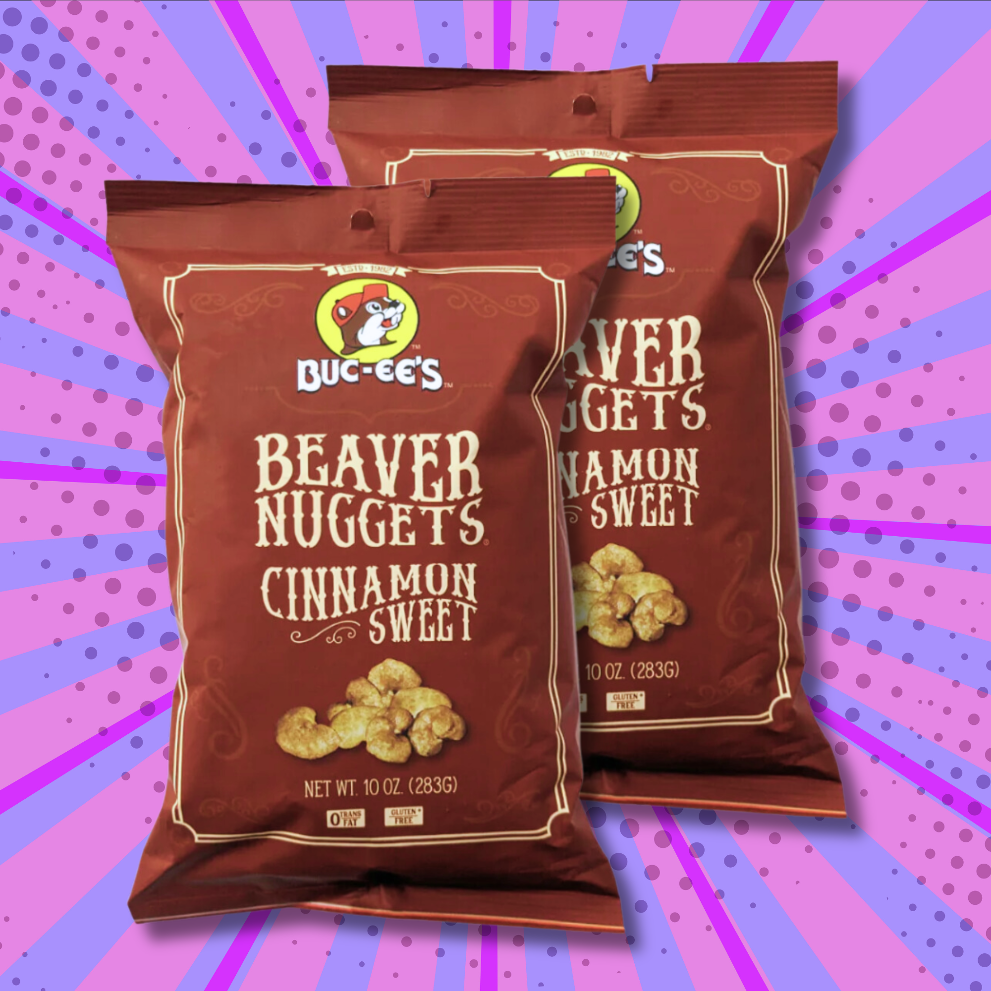 Buc-ee's Cinnamon Sweet Beaver Nuggets (2 Bags) - 10 oz size 