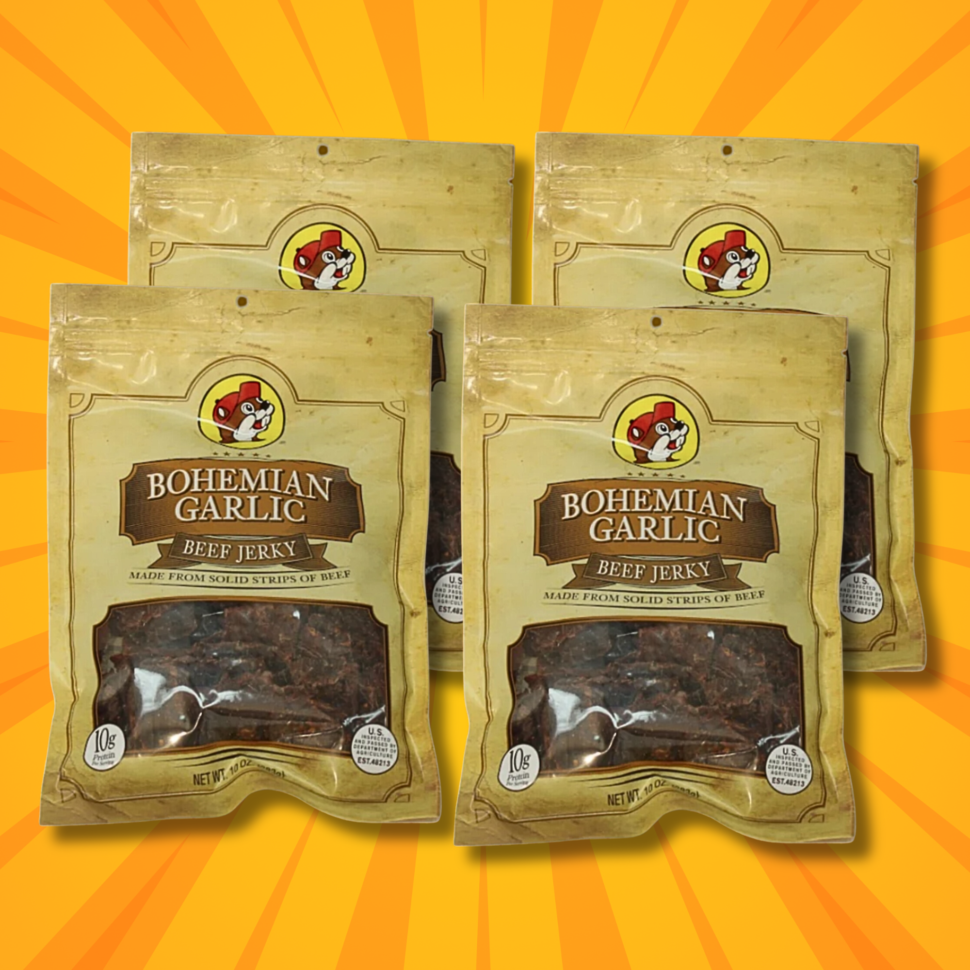 Buc-ee's Beef Jerky - Bohemian Garlic Flavor (4 Bags)