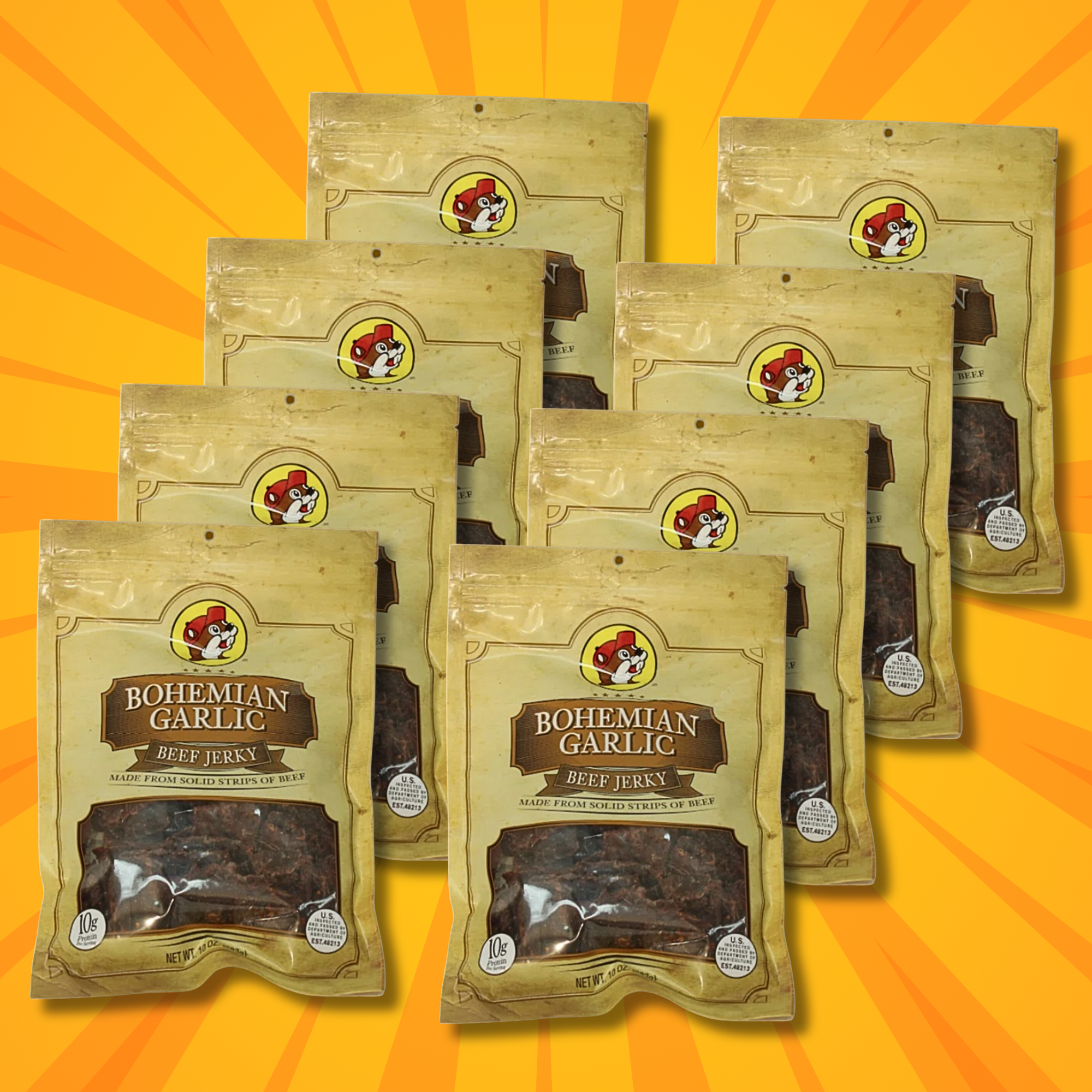 Buc-ee's Beef Jerky - Bohemian Garlic Flavor (8 Bags)