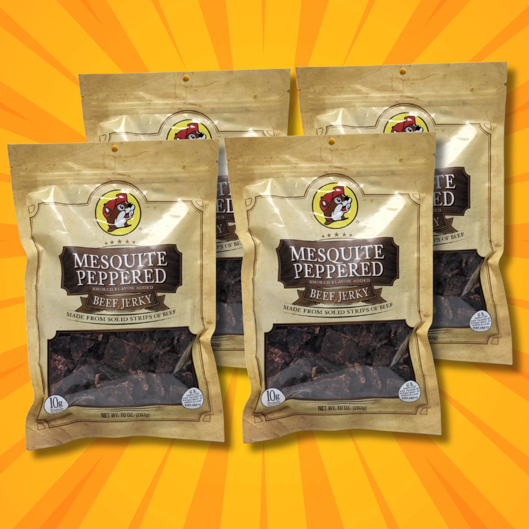 Buc-ee's Beef Jerky - Mesquite Peppered Flavor (4 Bags)