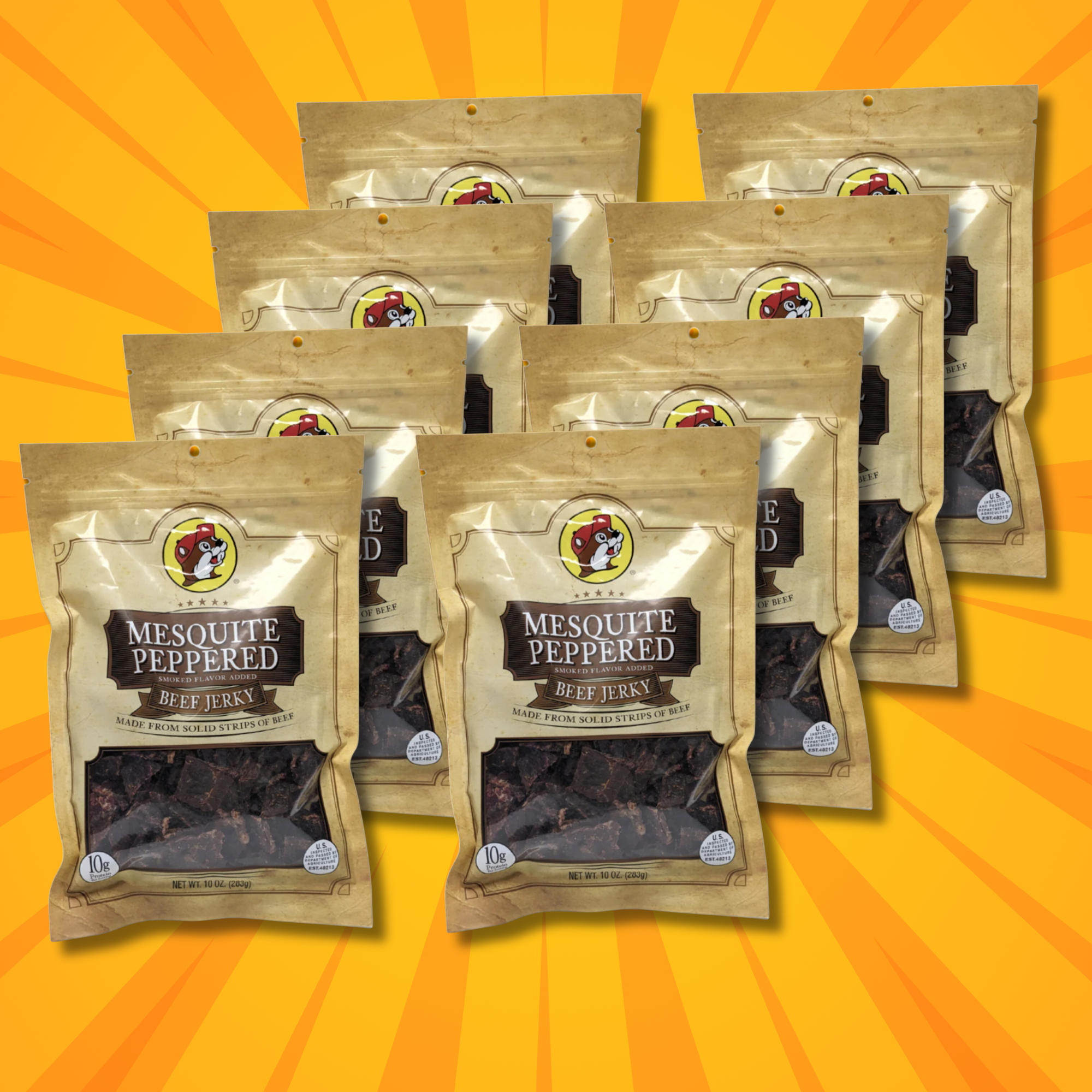 Buc-ee's Beef Jerky - Mesquite Peppered Flavor (8 Bags)