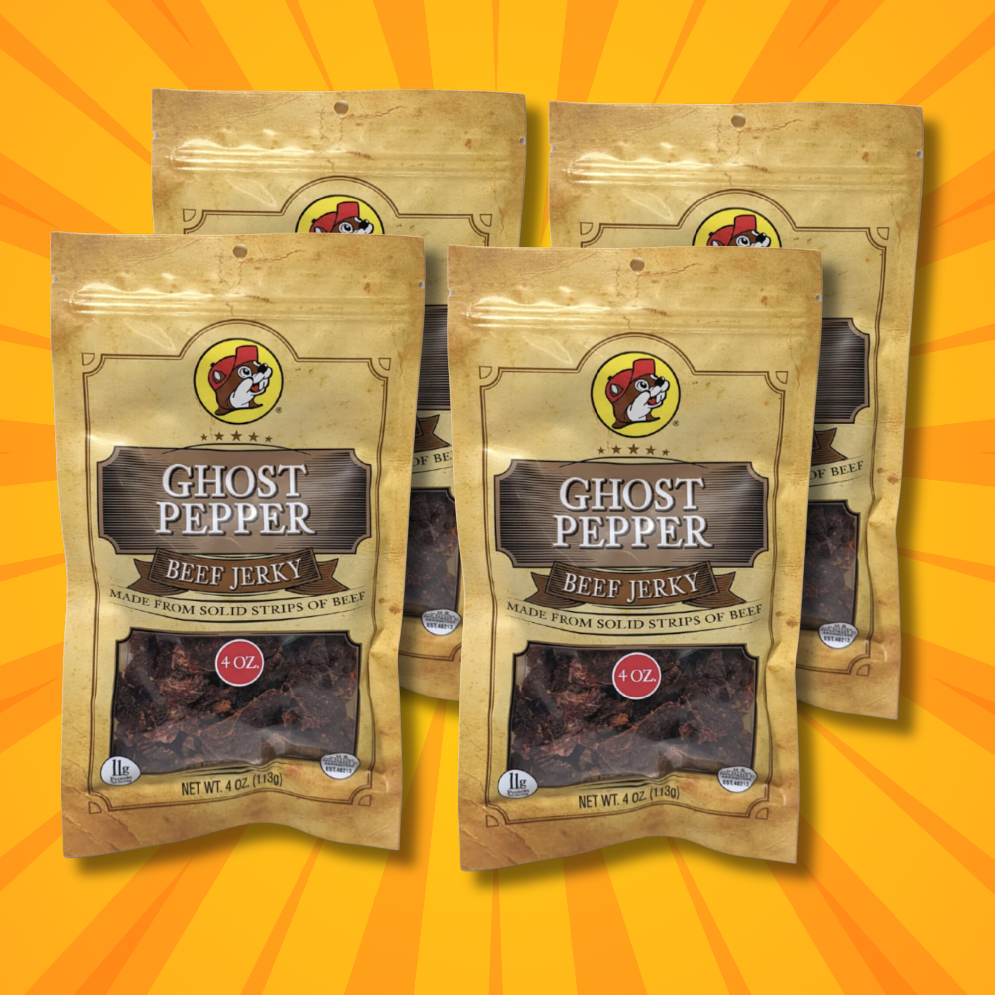 Buc-ee's Beef Jerky - Ghost Pepper Flavor (4 Bags)