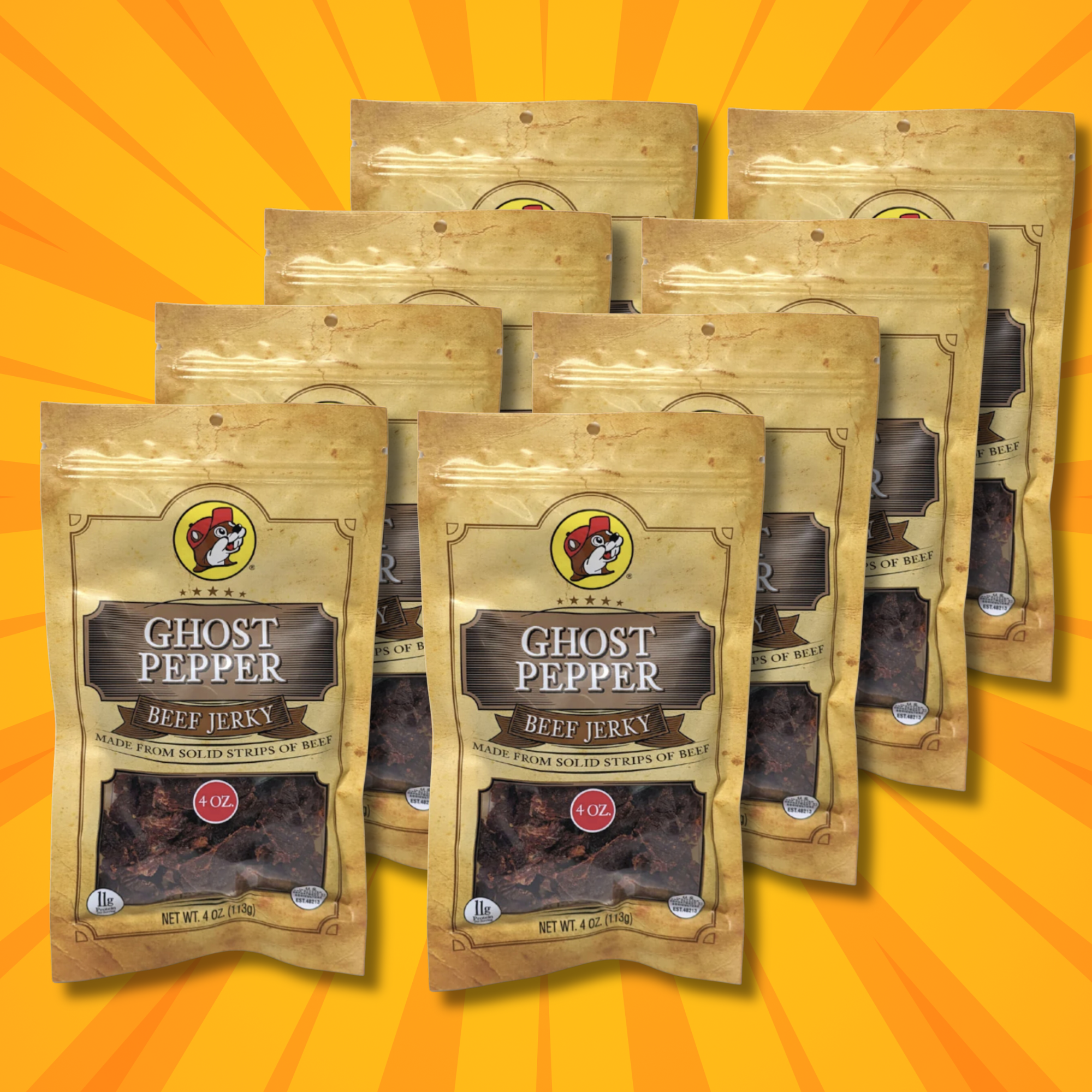 Buc-ee's Beef Jerky - Ghost Pepper Flavor (8 Bags)