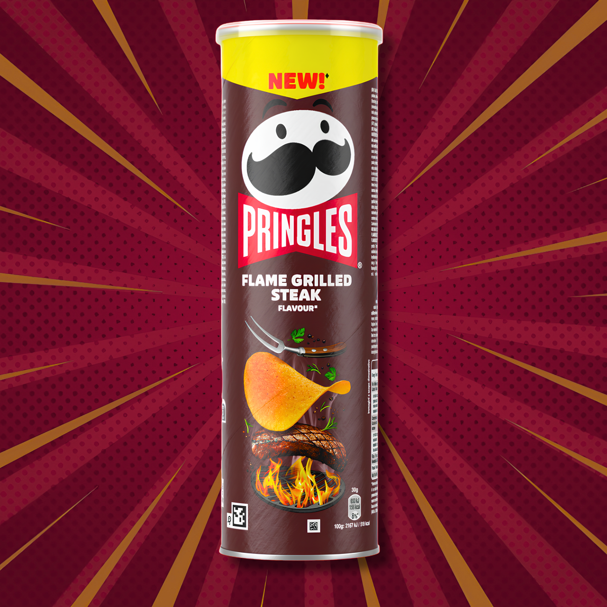Pringles Flame Grilled Steak flavored crisps