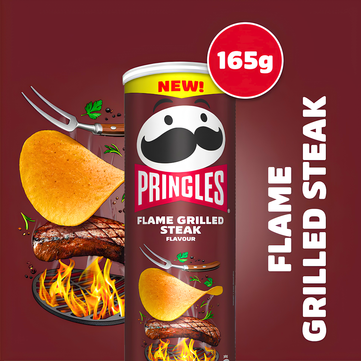 Pringles Flame Grilled Steak flavored crisps