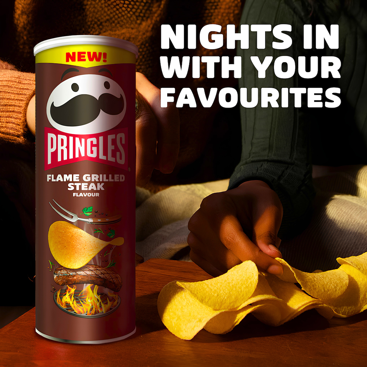 Pringles Flame Grilled Steak flavored crisps