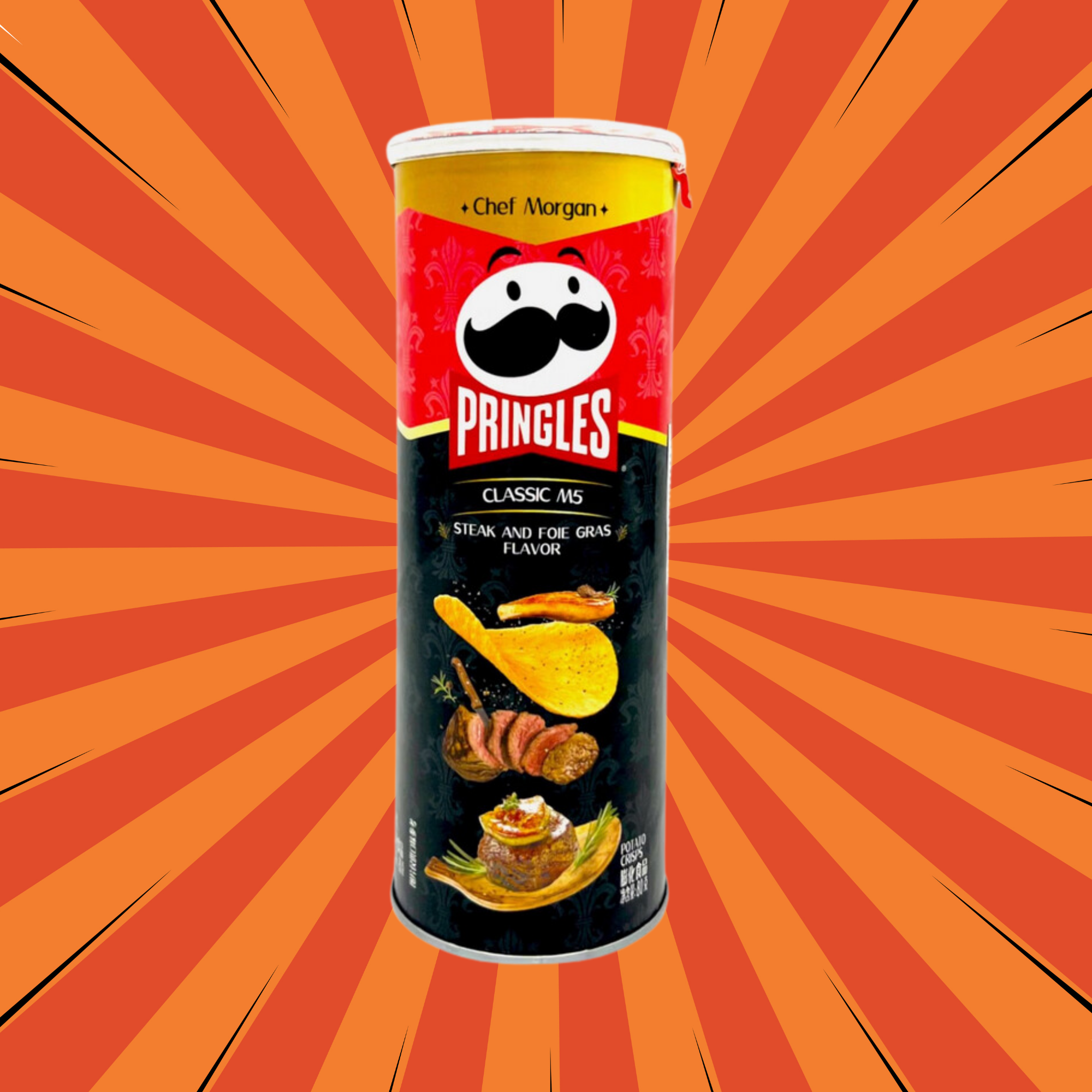 gourmet Pringles potato chips luxury flavor - Steak and foie gras Pringles can
