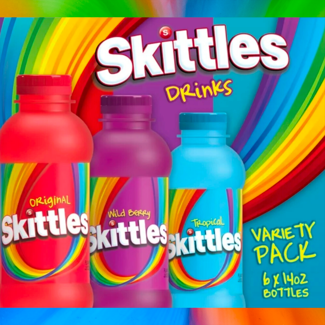 Skittles Juice 3 Flavor Variety Pack 14oz | Wild Berry, Tropical, and Original Flavor
