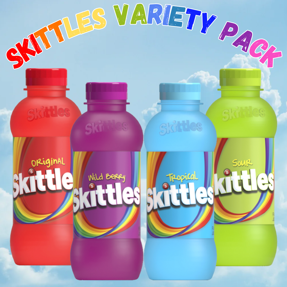 Skittles Drinks 4 Flavor Variety Pack | Wild Berry, Tropical, Sour and Original Flavor | Skittles Juice