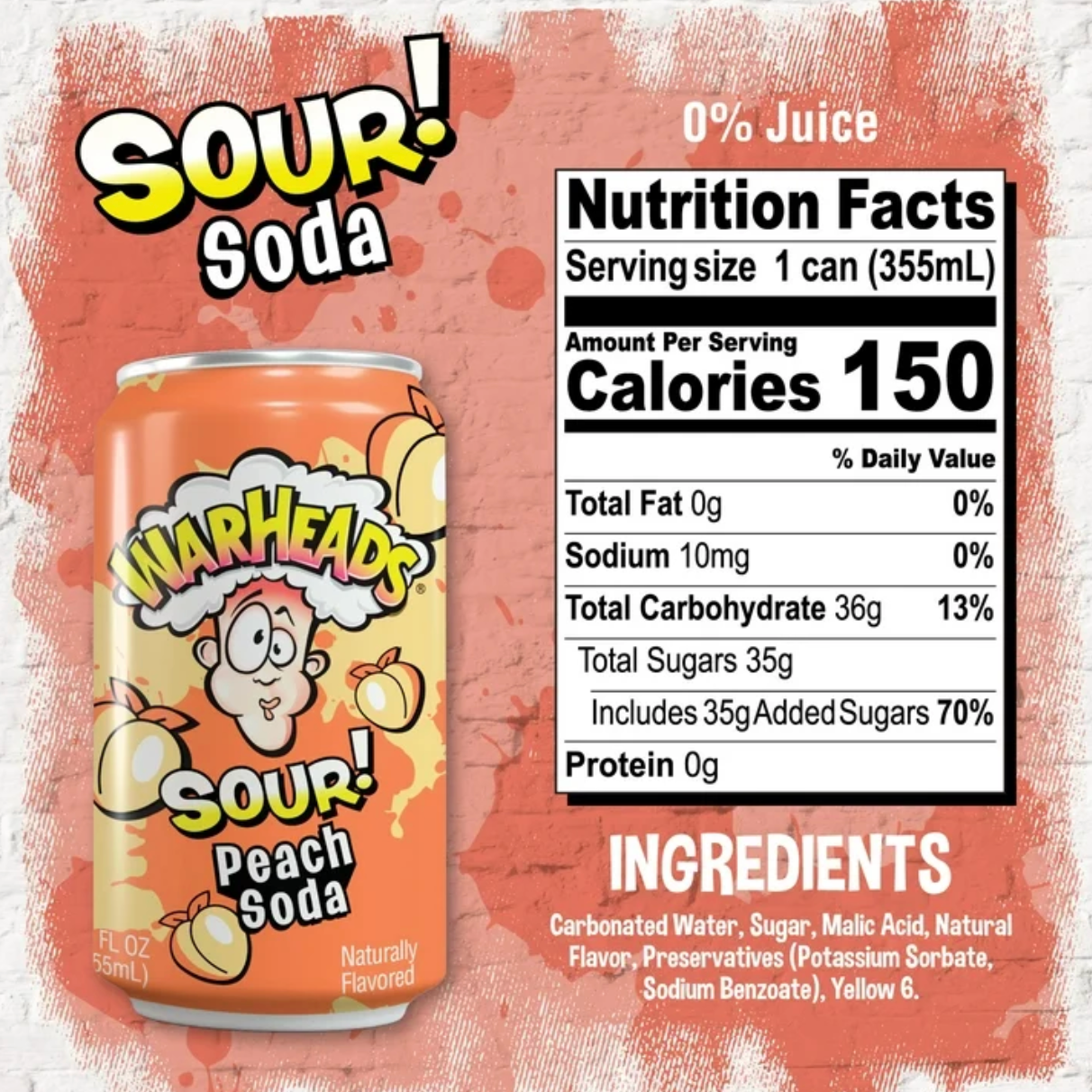 Warheads Soda - Peach Flavor