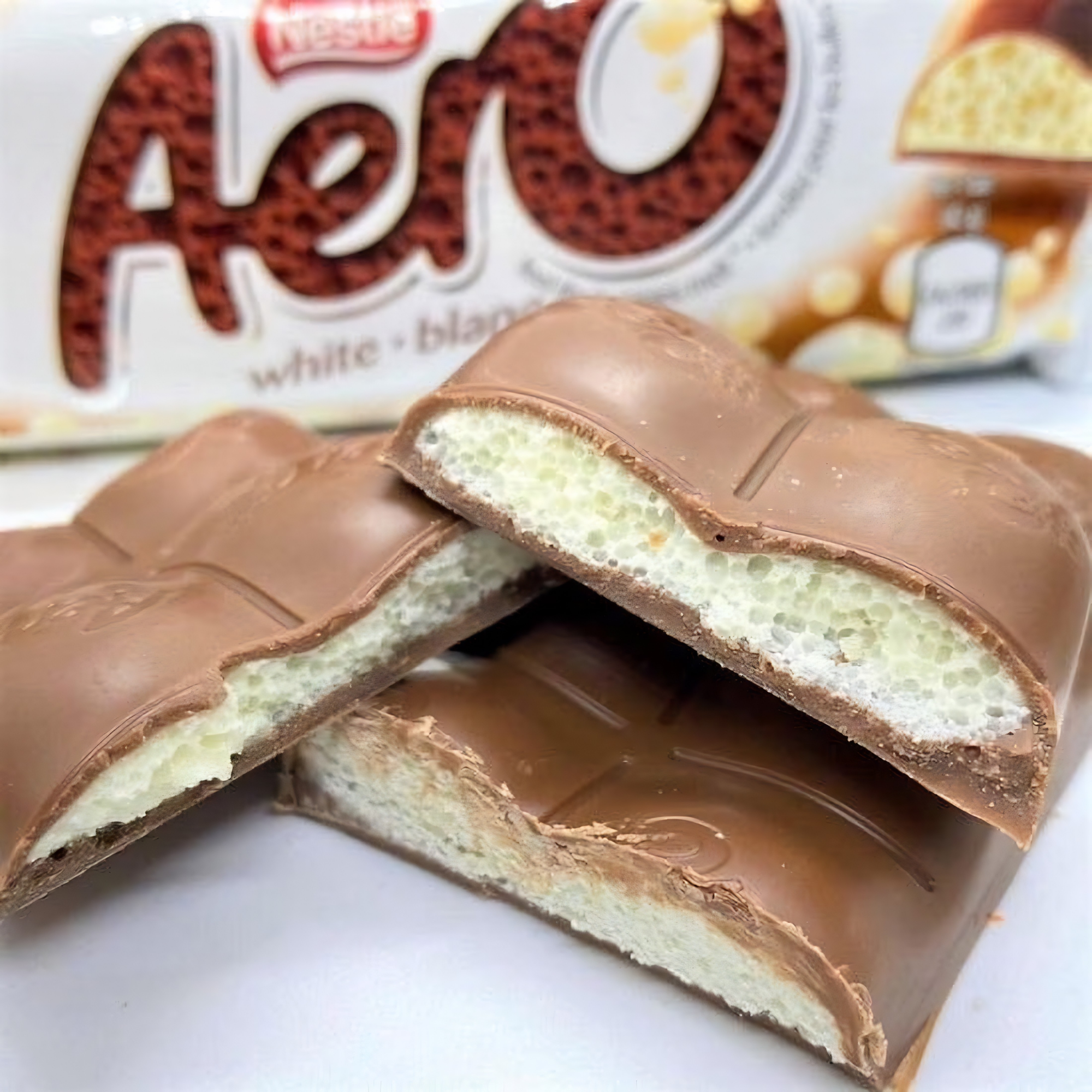 Pieces of Aero White Chocolate from Canada. Shop Canadian chocolate candy online.