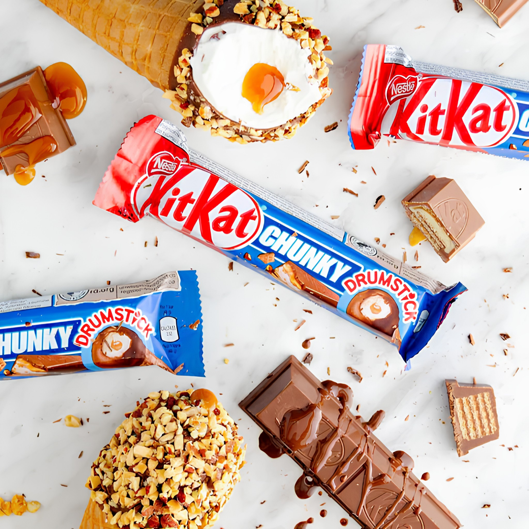 Pack of Kit Kat Chunky Drumstick from Canada along with drumstick ice cream cones and kitkat bars. Shop Canadian Candy online.