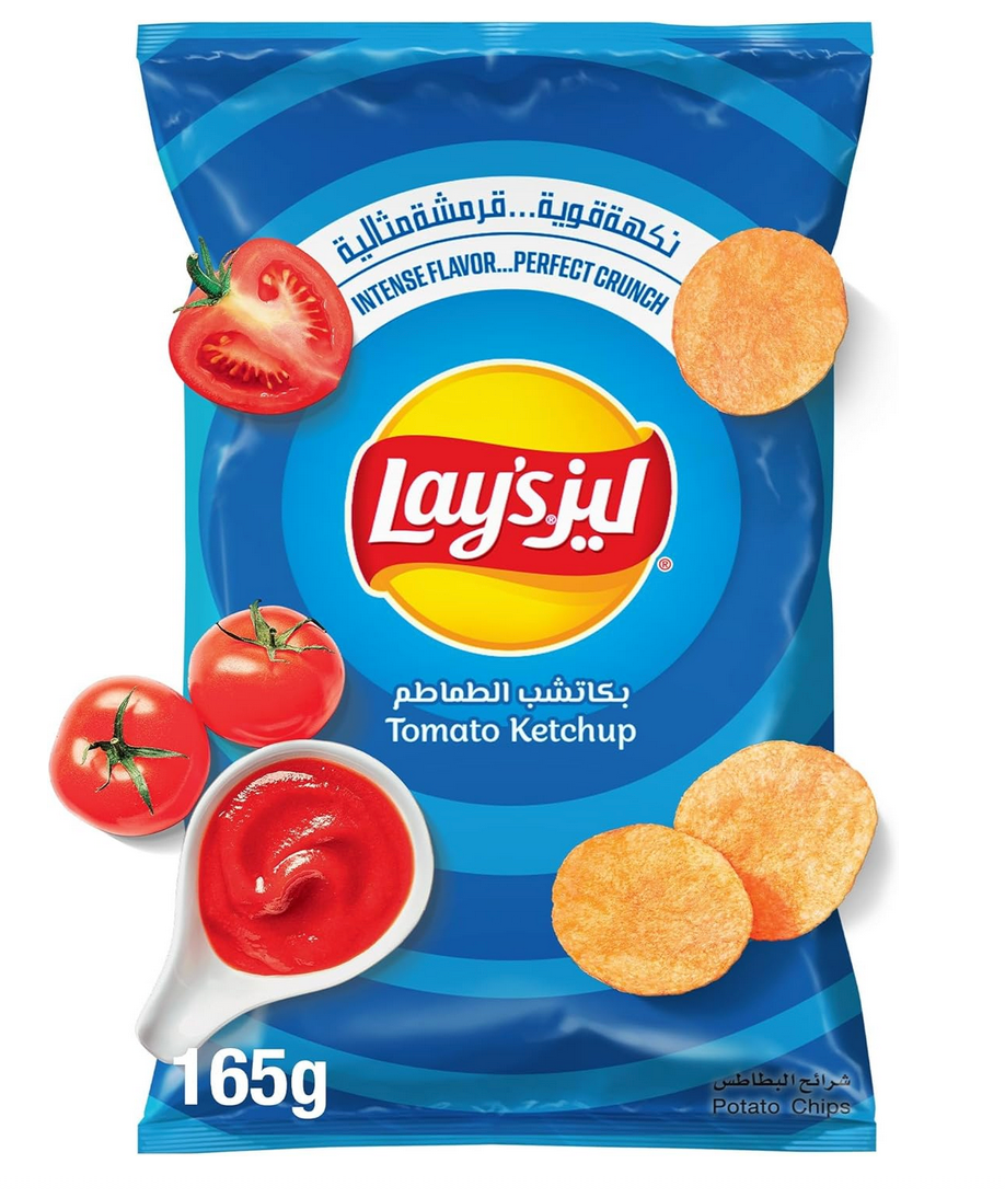 Iraqi Lay’s Tomato Ketchup potato chips, rare Middle Eastern Lay’s flavor not sold in the US.
