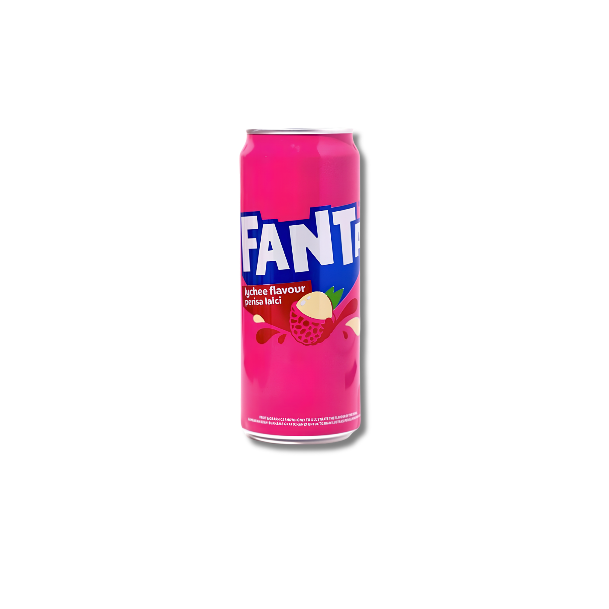 Bottle of Lychee Fanta against a white background. Shop Malaysian soda online.