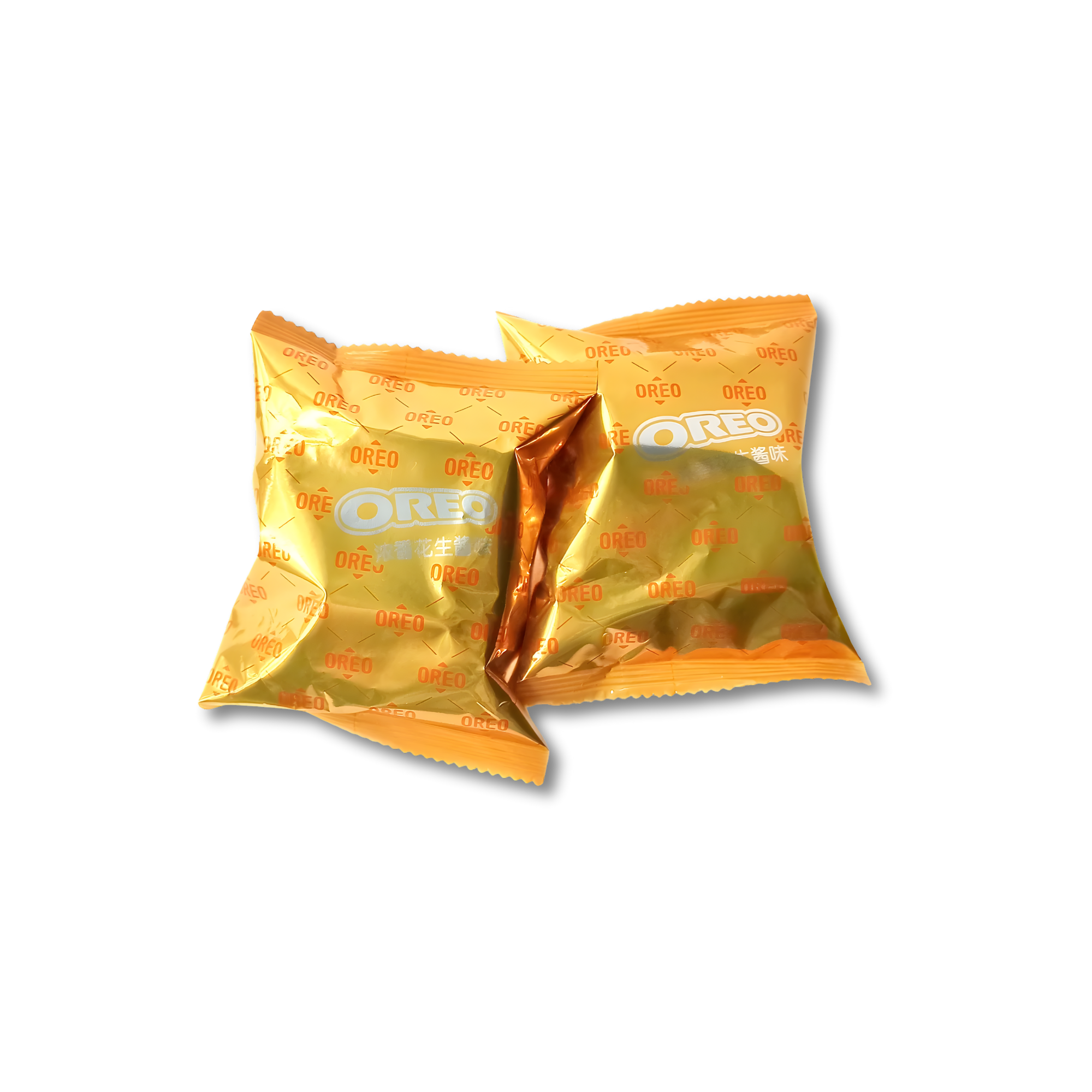 Two golden Oreo Cloud packs from Taiwan set against a white background. Imported cookie online.