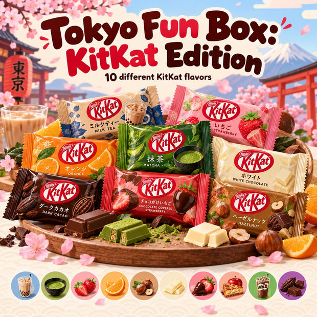10 Flavors of Japan KitKat Edition with assorted imported Japanese KitKat flavors