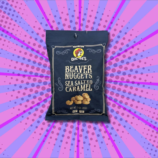 Buc-ee's Sea Salted Caramel Beaver Nuggets 3 oz size (Front of Bag)