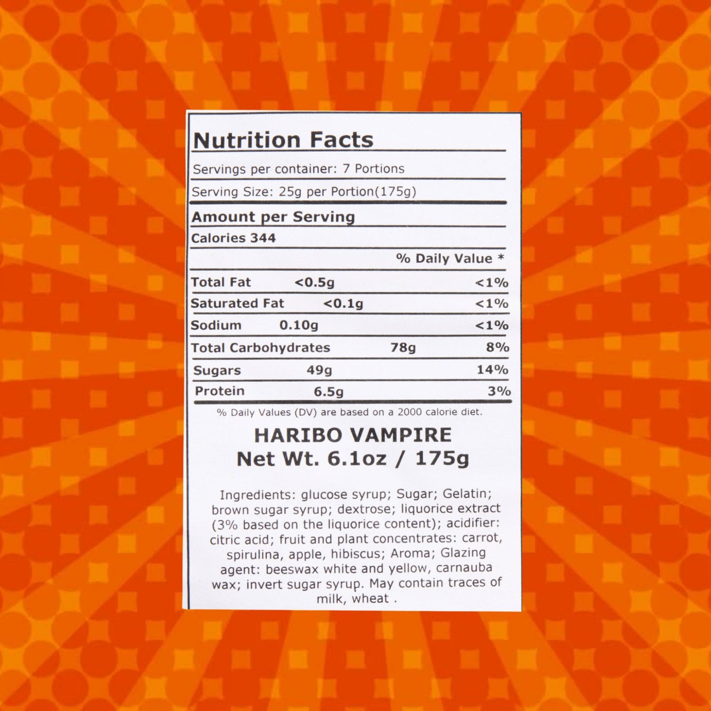 Haribo Vampire Bats, Halloween Candy from Germany (nutrition facts)