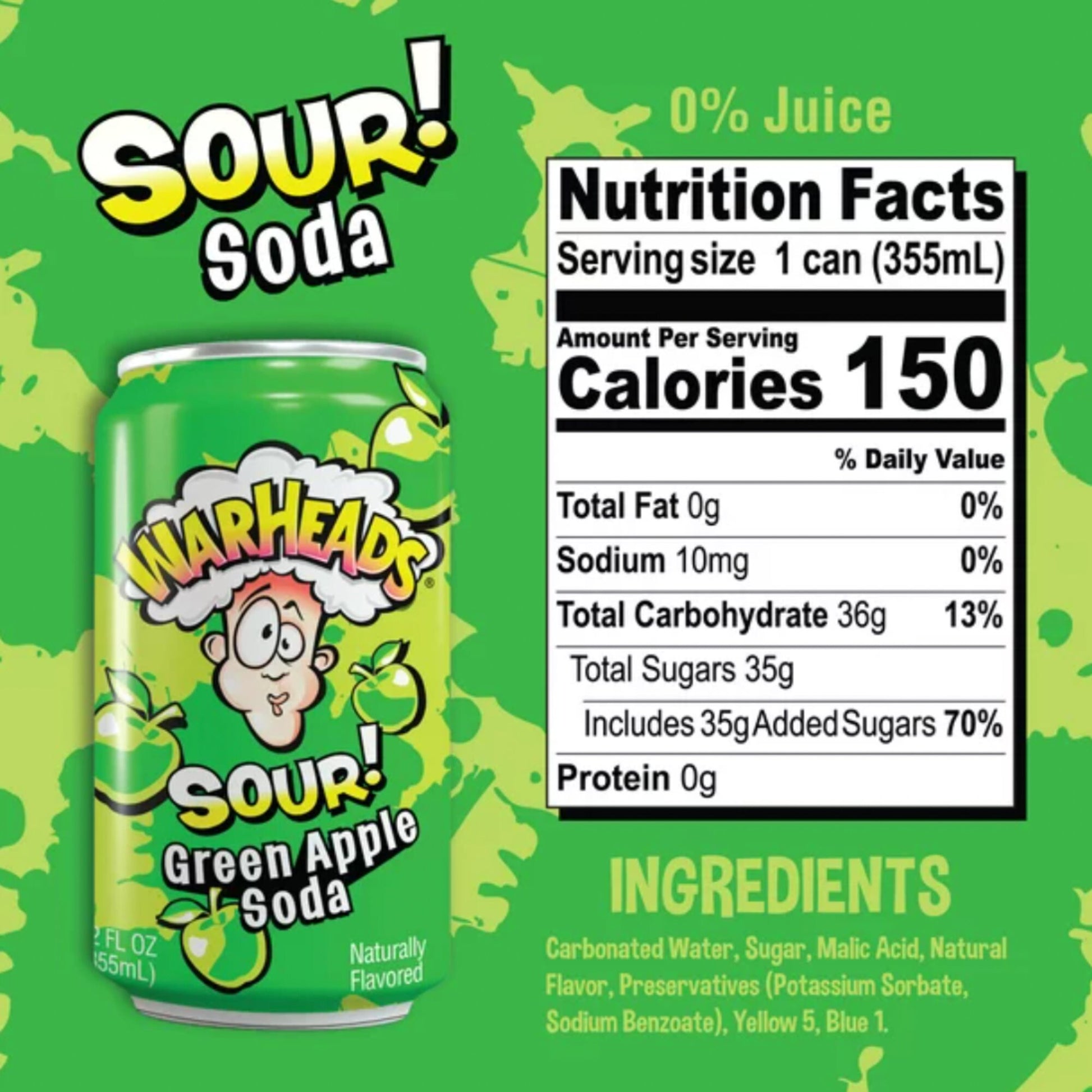 Sour Green Apple Warheads Soda - Nutrition Facts & Ingredients