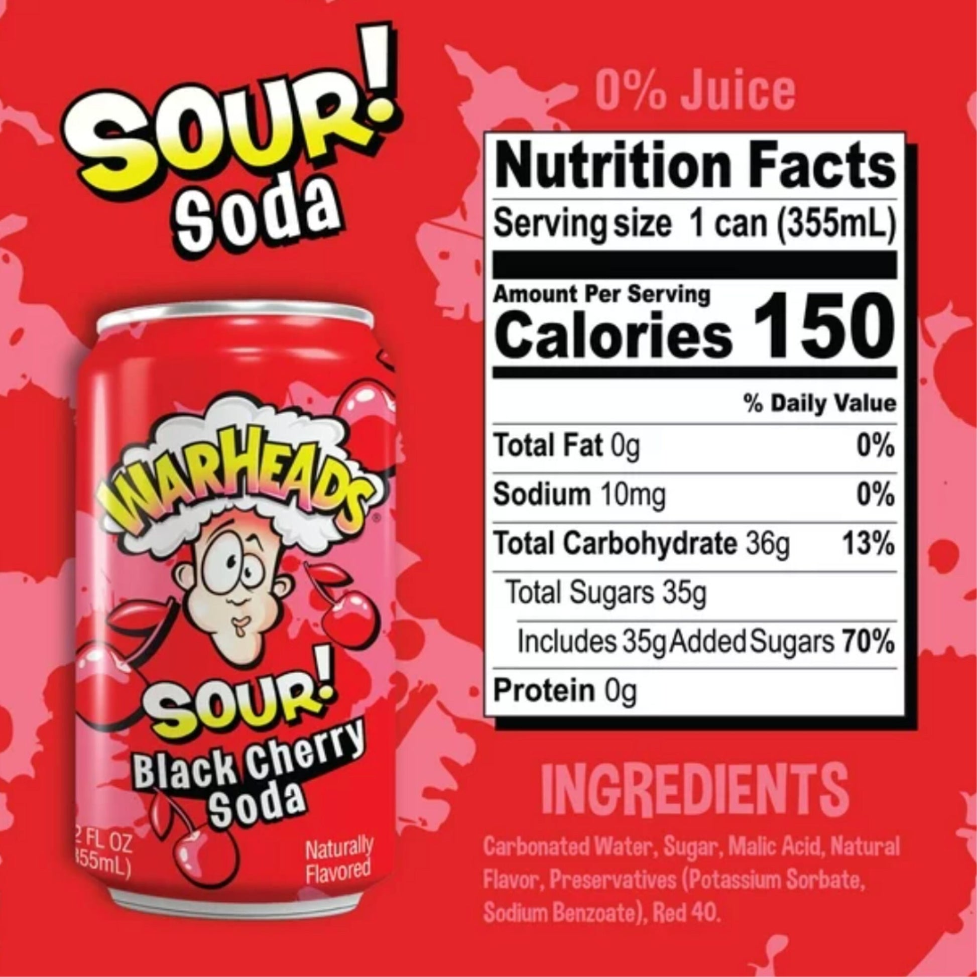 Sour Black Cherry Warheads Soda - Nutrition Facts and Ingredients