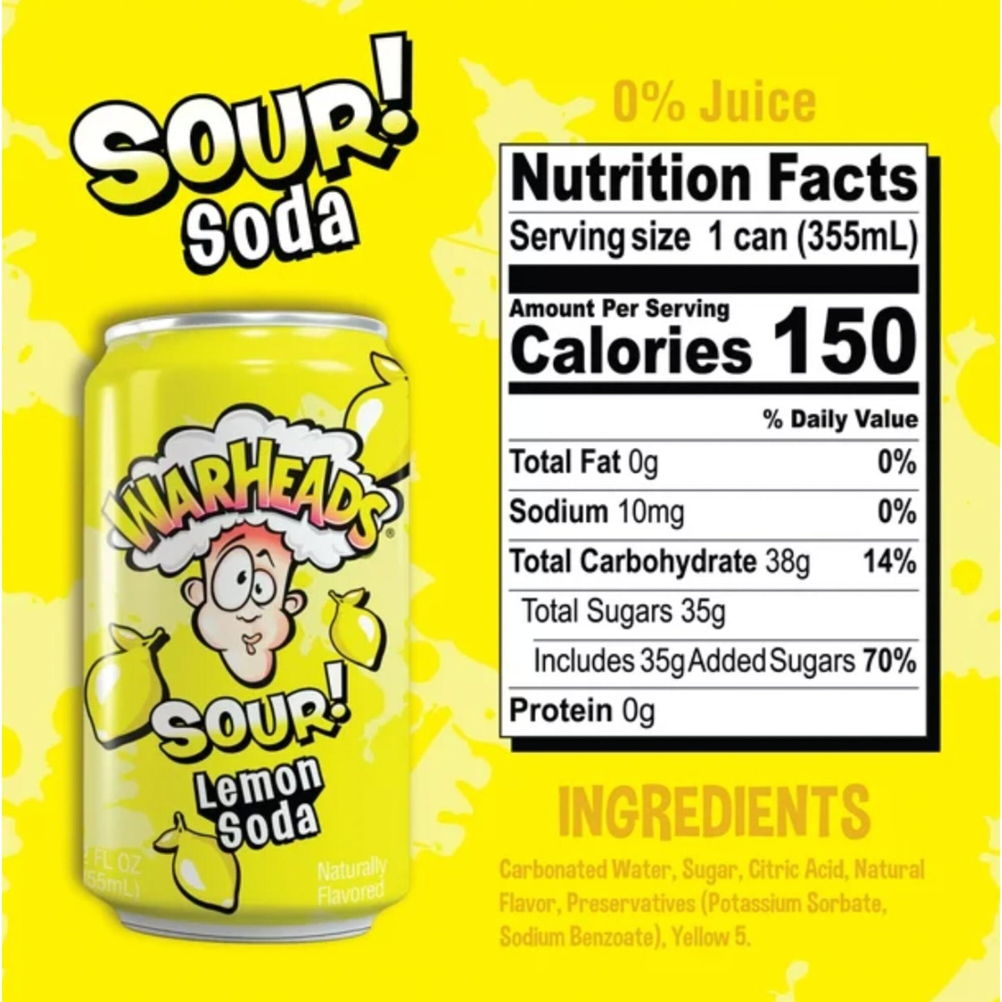 Sour Lemon Warheads Soda - Nutrition Facts and Ingredients