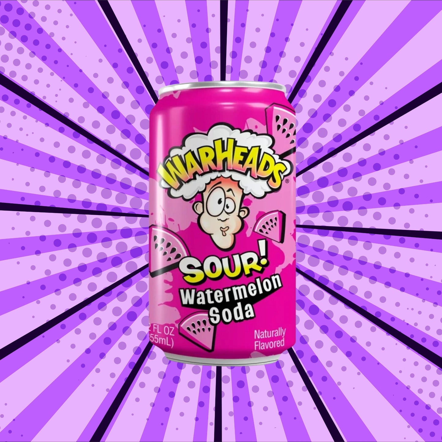 Sour Watermelon Warheads Soda - Front of Can