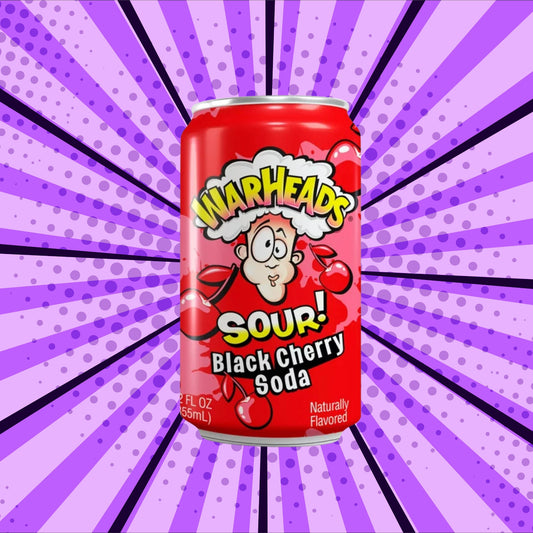 Sour Black Cherry Warheads Soda - Front of Can
