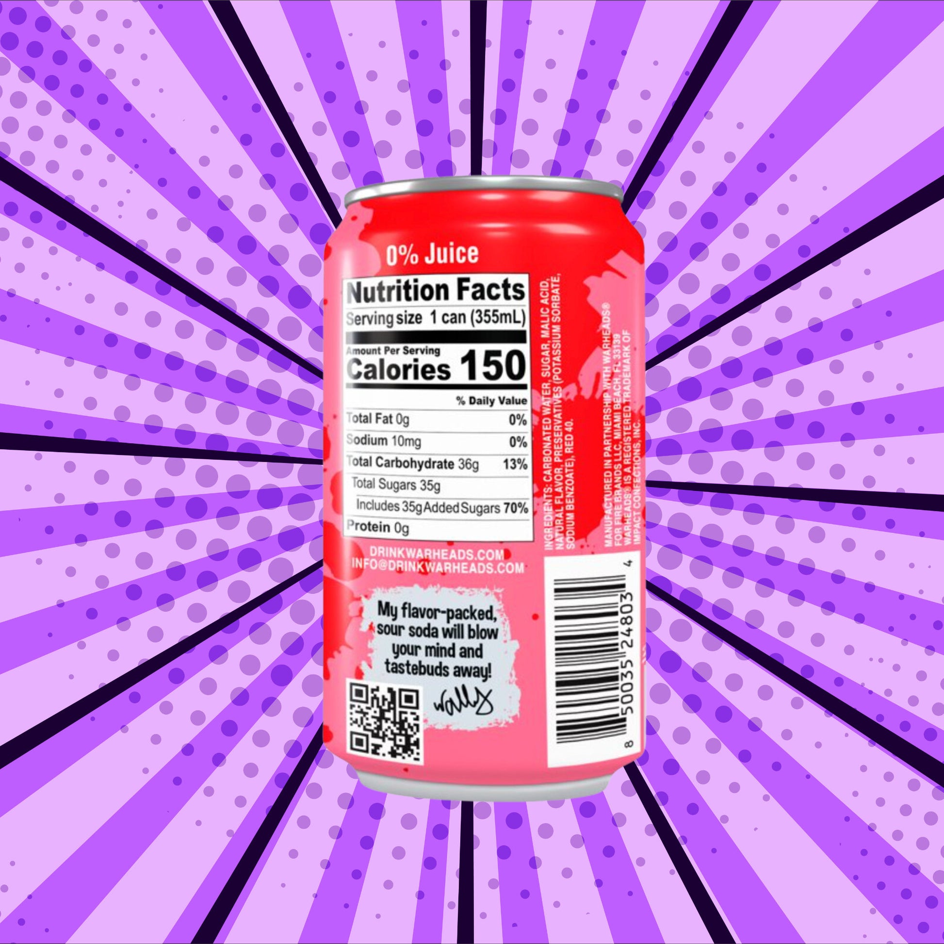 Sour Black Cherry Warheads Soda - Back of Soda Can