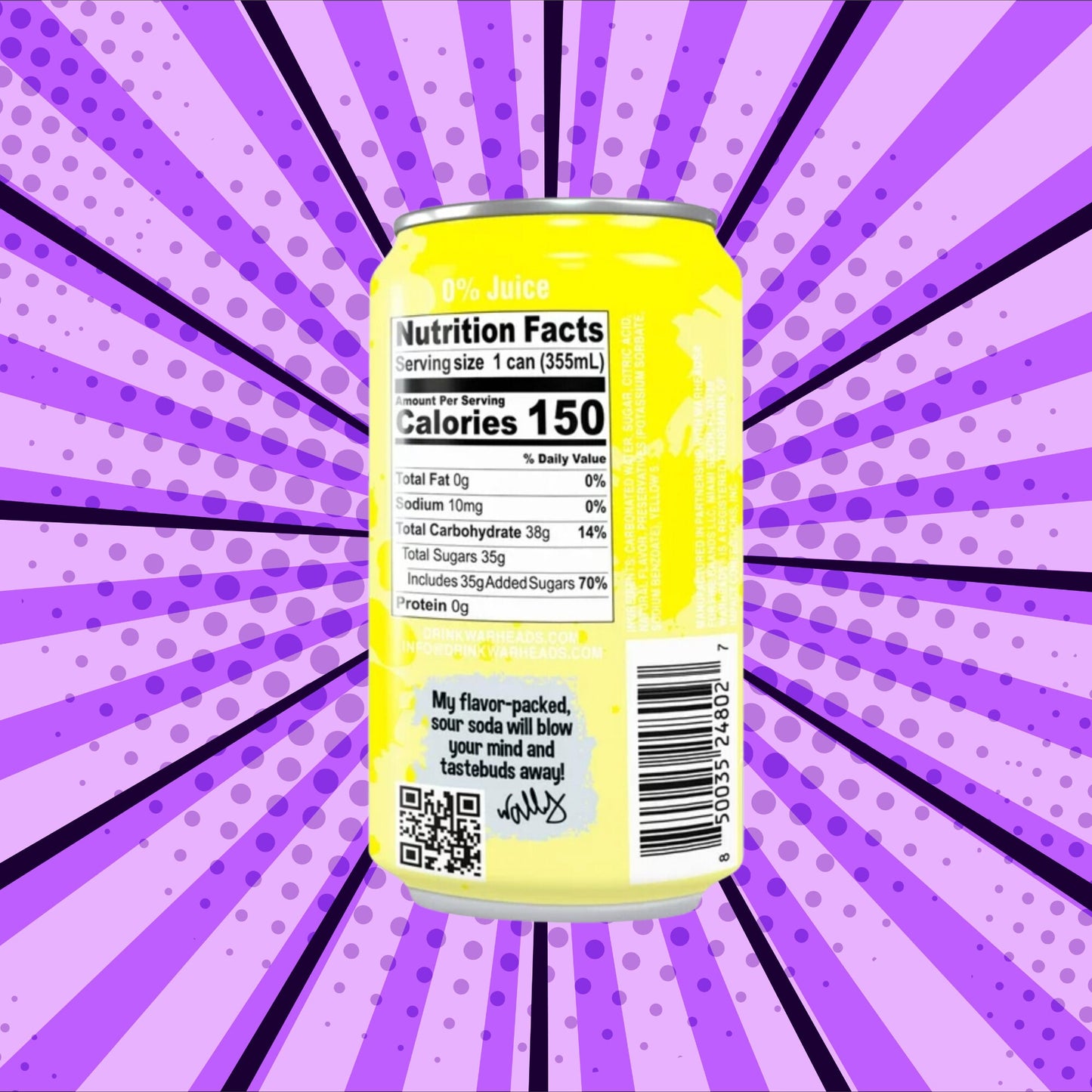 Sour Lemon Warheads Soda - Back of Can